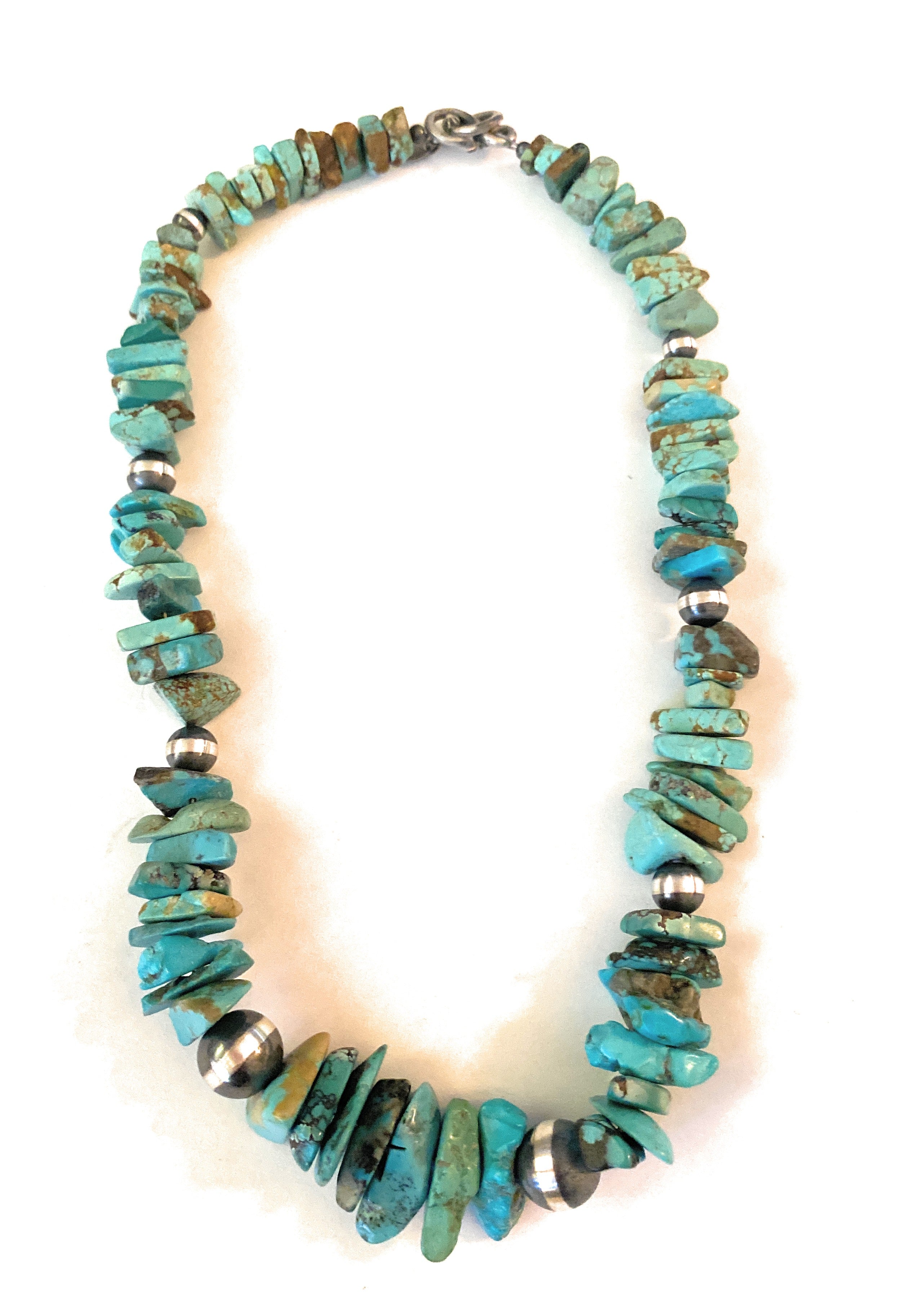 Handcrafted Turquoise & Sterling Silver Chunky Beaded Necklace