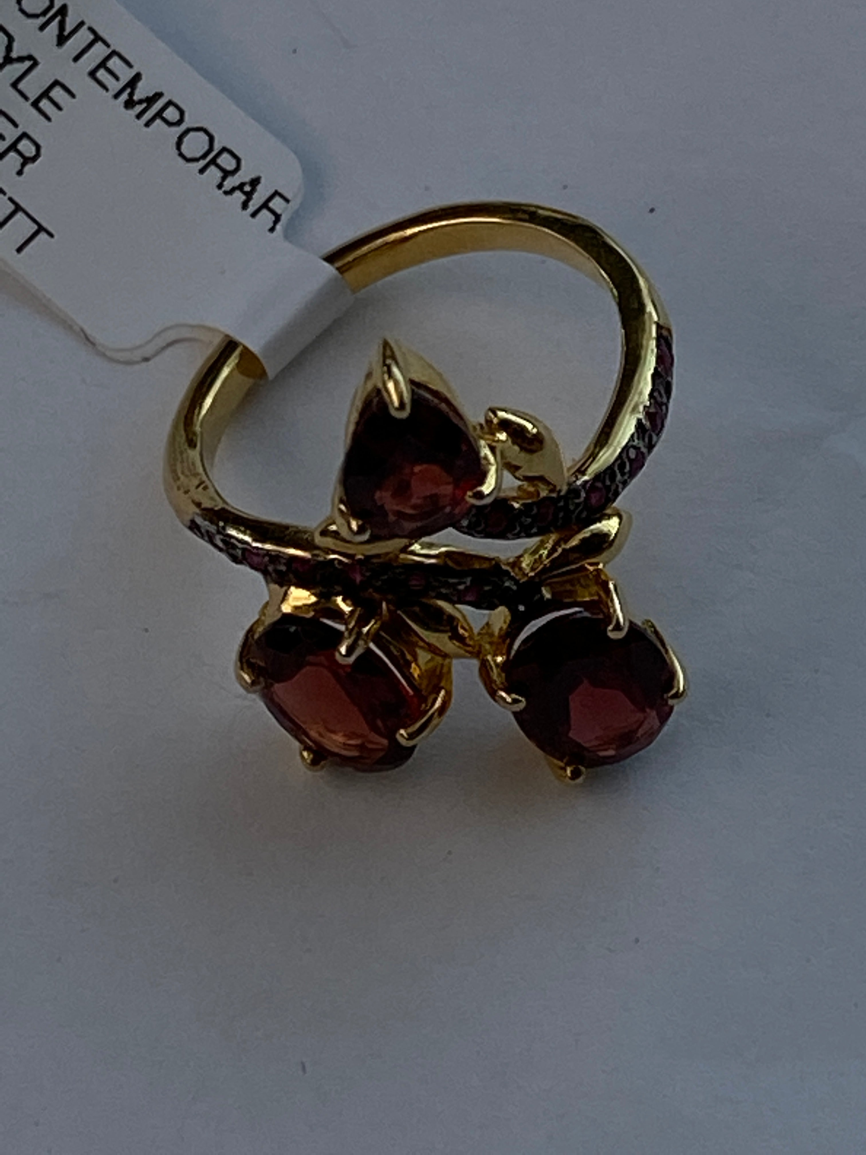Handcrafted Garnet Ruby Sterling Ring 6