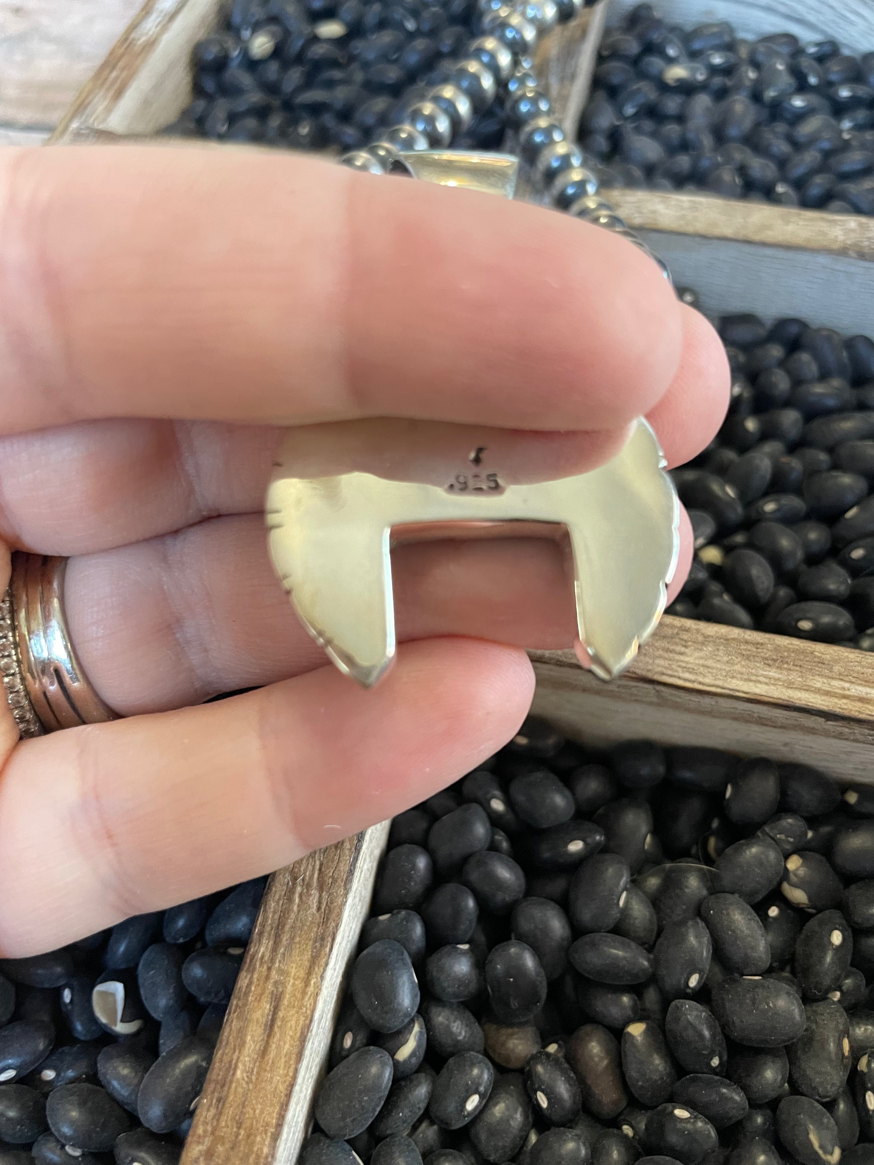 Handcrafted Number 8 Turquoise Inlay & Sterling Silver Pendant Signed