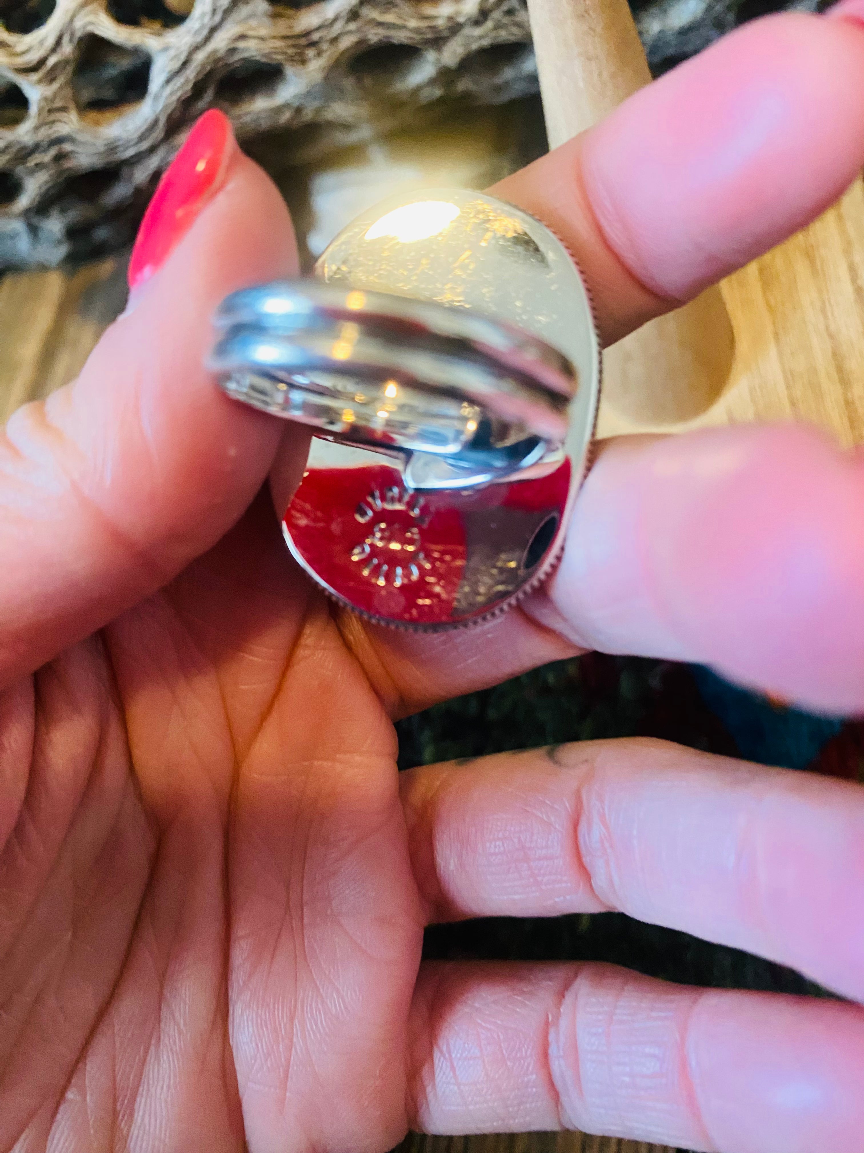 Handcrafted Gold Canyon Turquoise & Sterling Silver Adjustable Ring by Wydell Billie