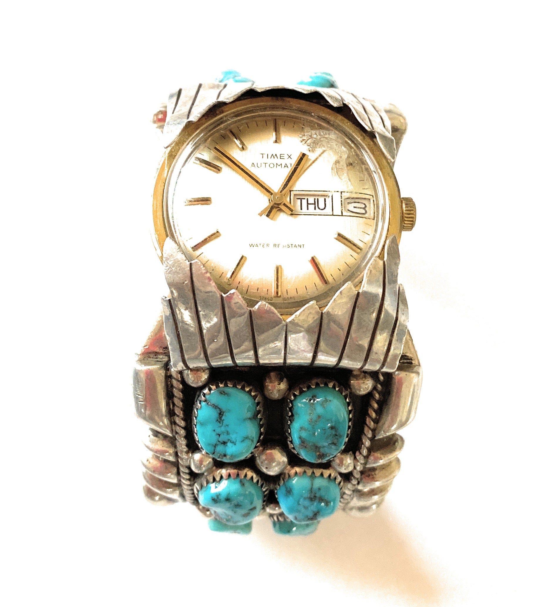 Old Pawn Vintage Kingman Turquoise & Sterling Silver Watch Cuff /