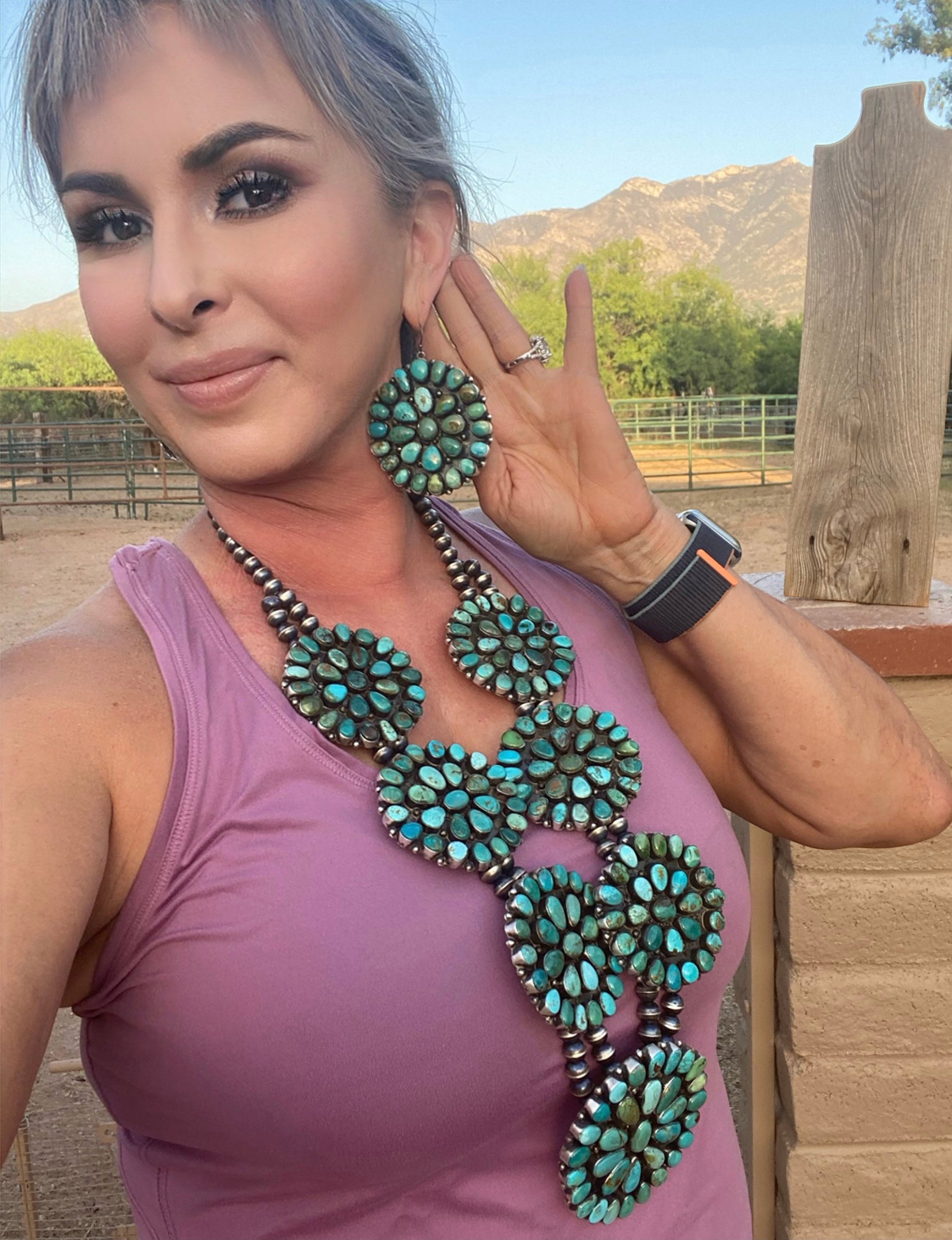 Handcrafted Ella Peters Royston Turquoise Statement Necklace Set