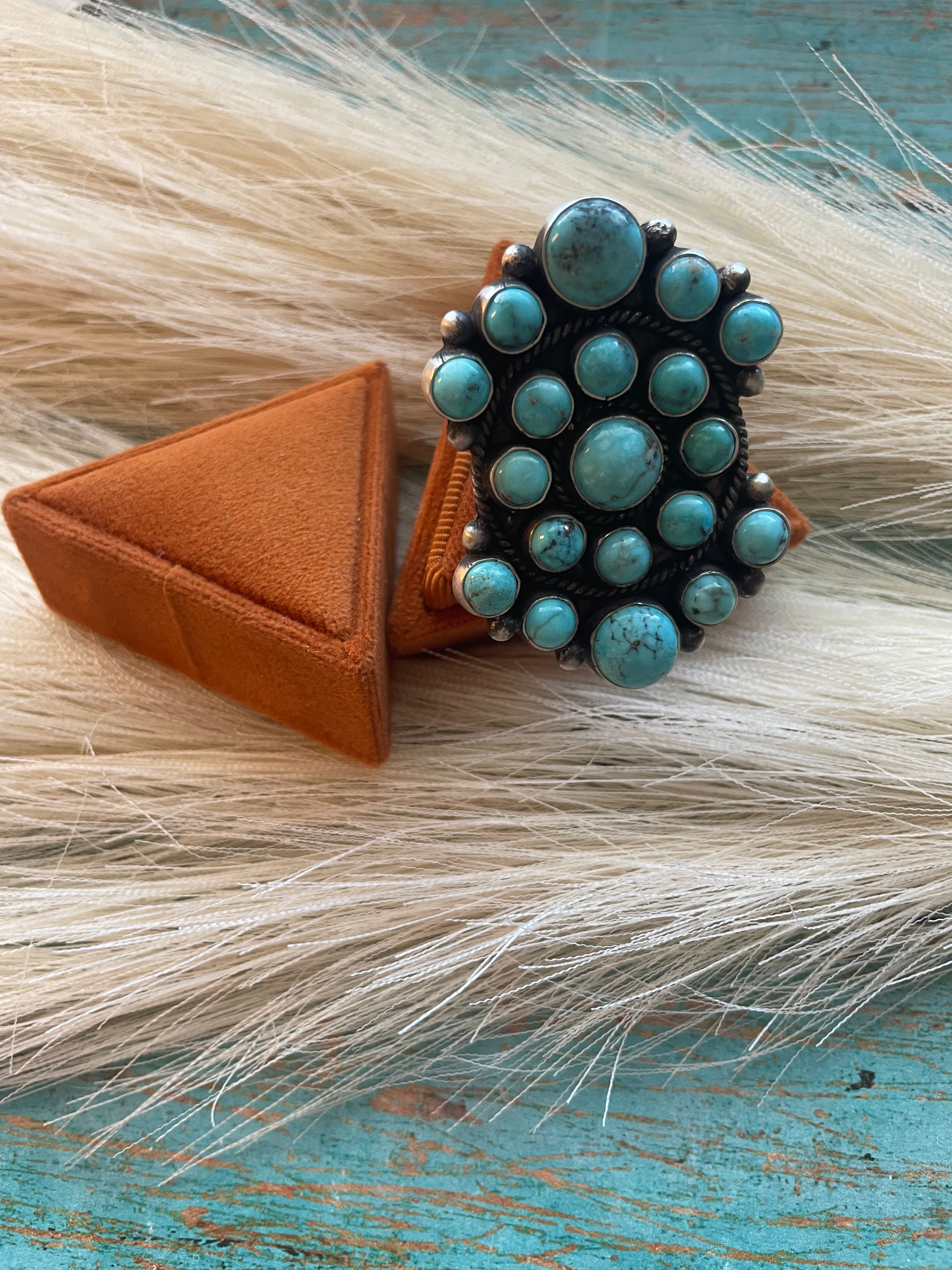 Handcrafted Sterling Silver & Turquoise Adjustable Ring