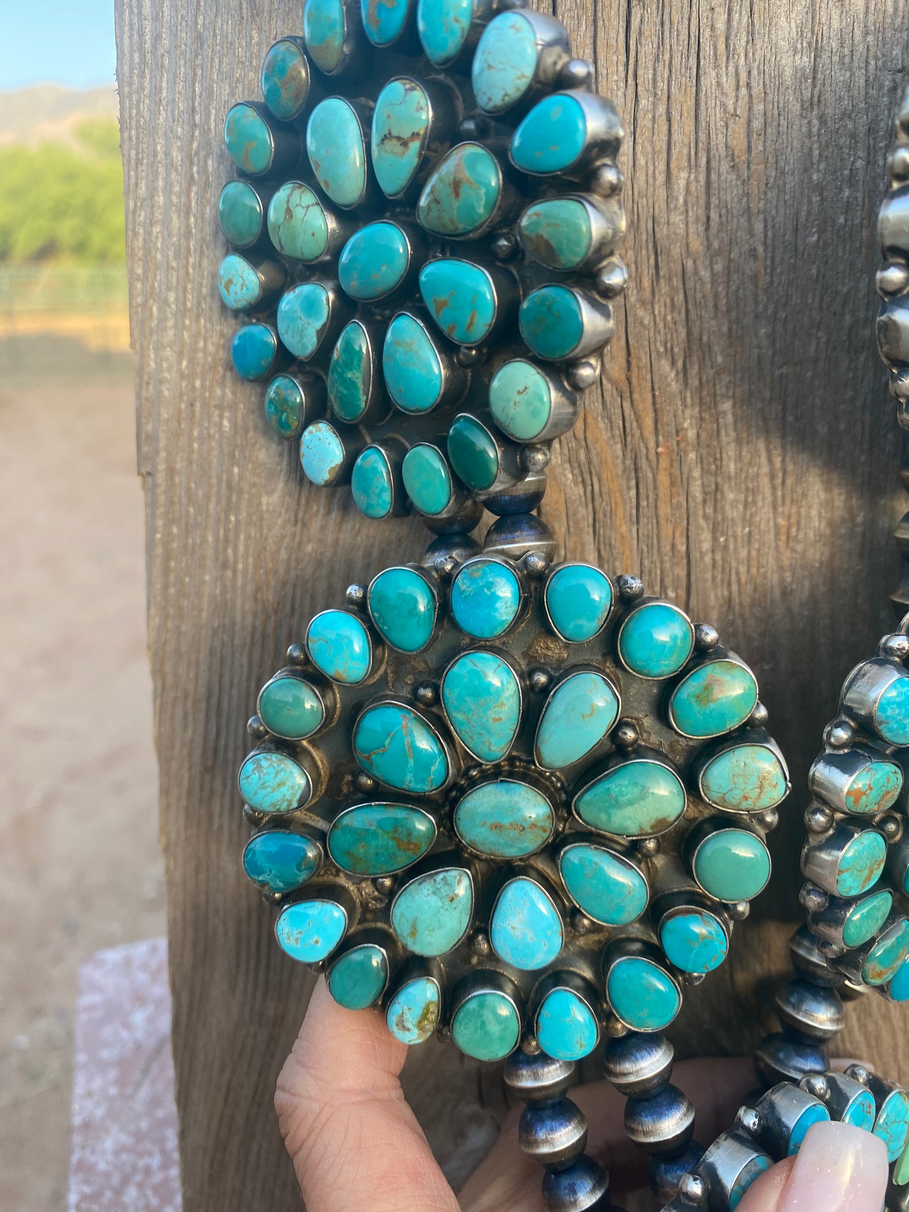 Handcrafted Ella Peters Royston Turquoise Statement Necklace Set