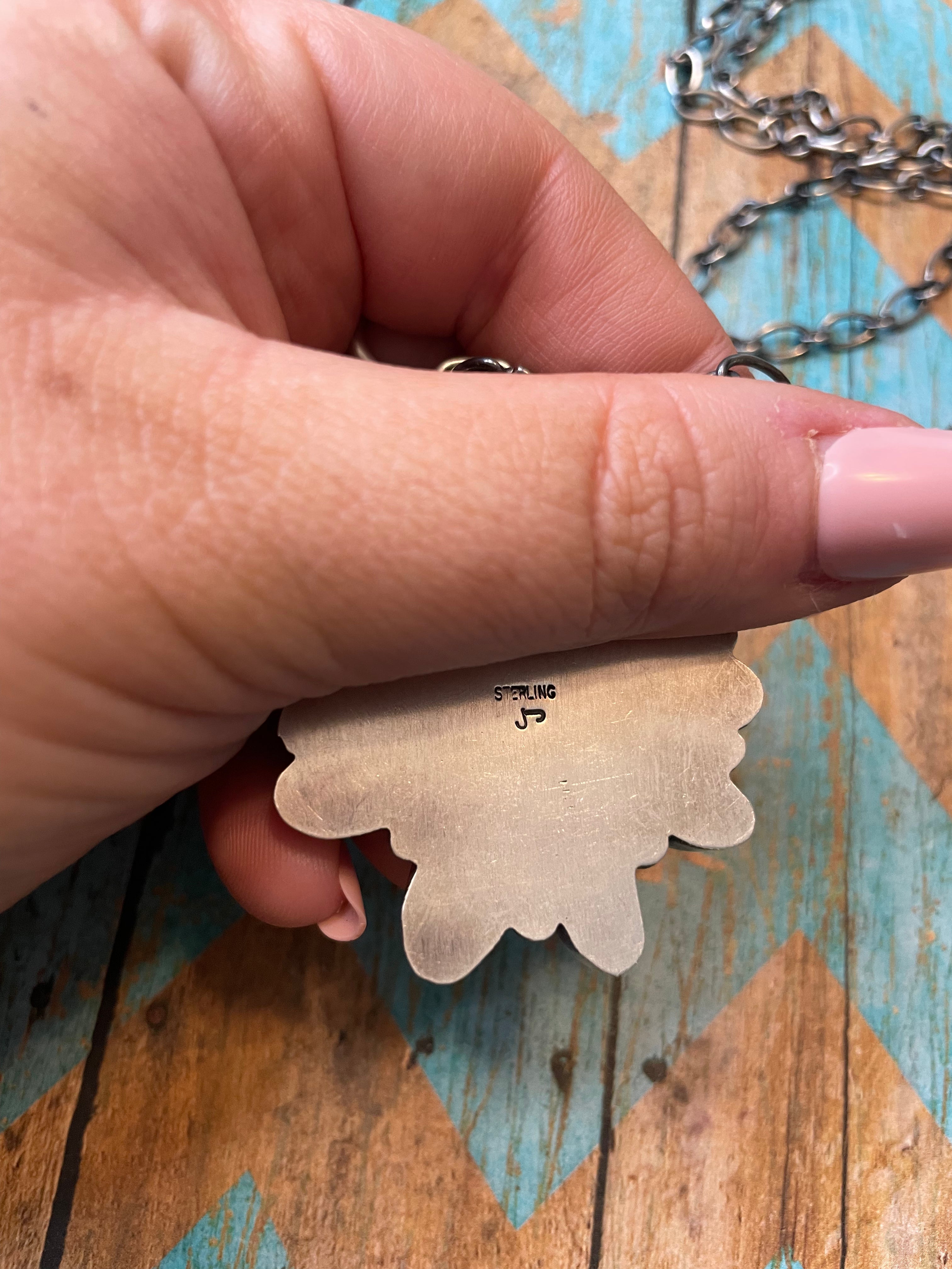 Handcrafted White Buffalo And Sterling Silver Necklace