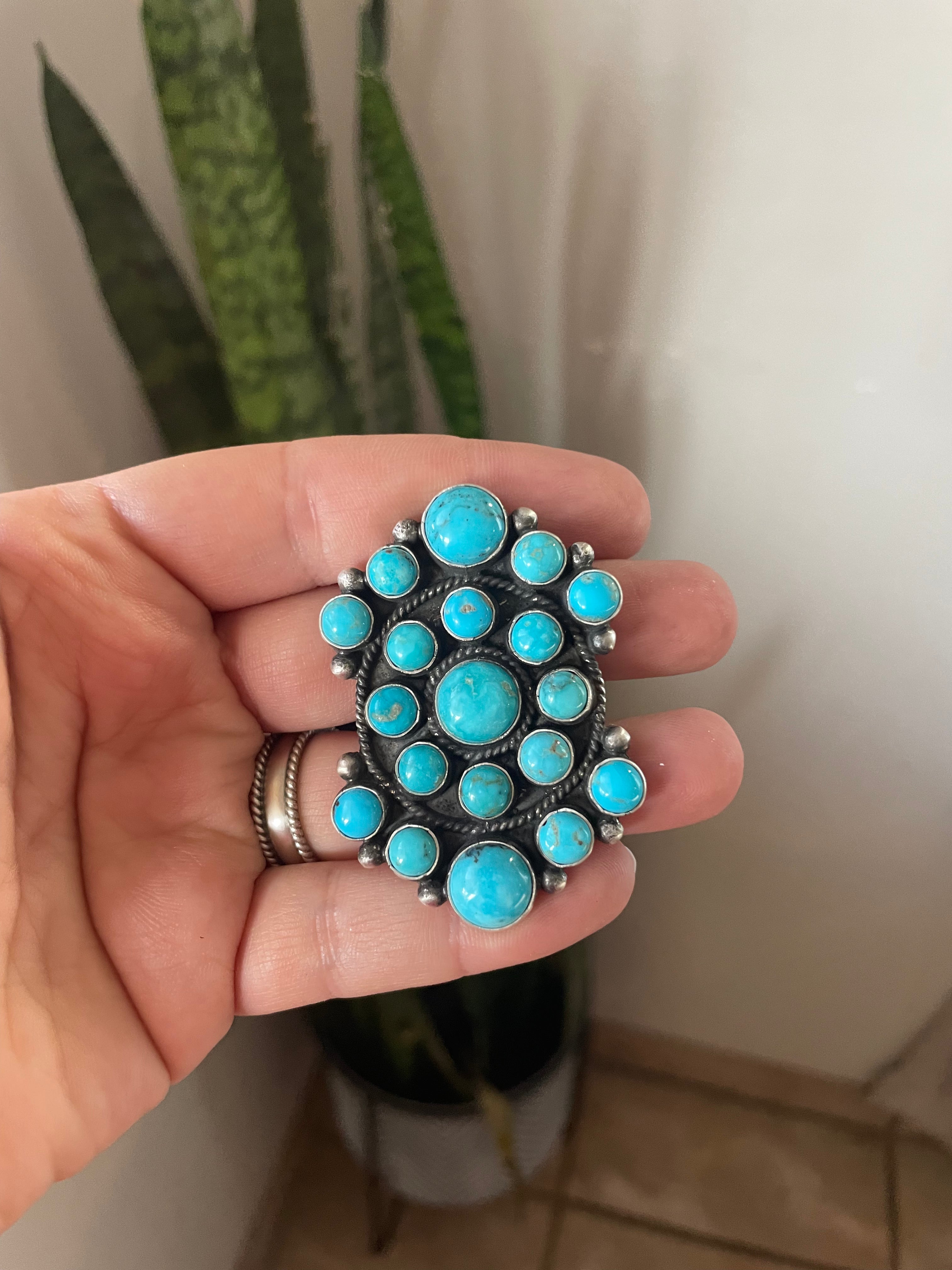 Handcrafted Sterling Silver & Turquoise Adjustable Ring