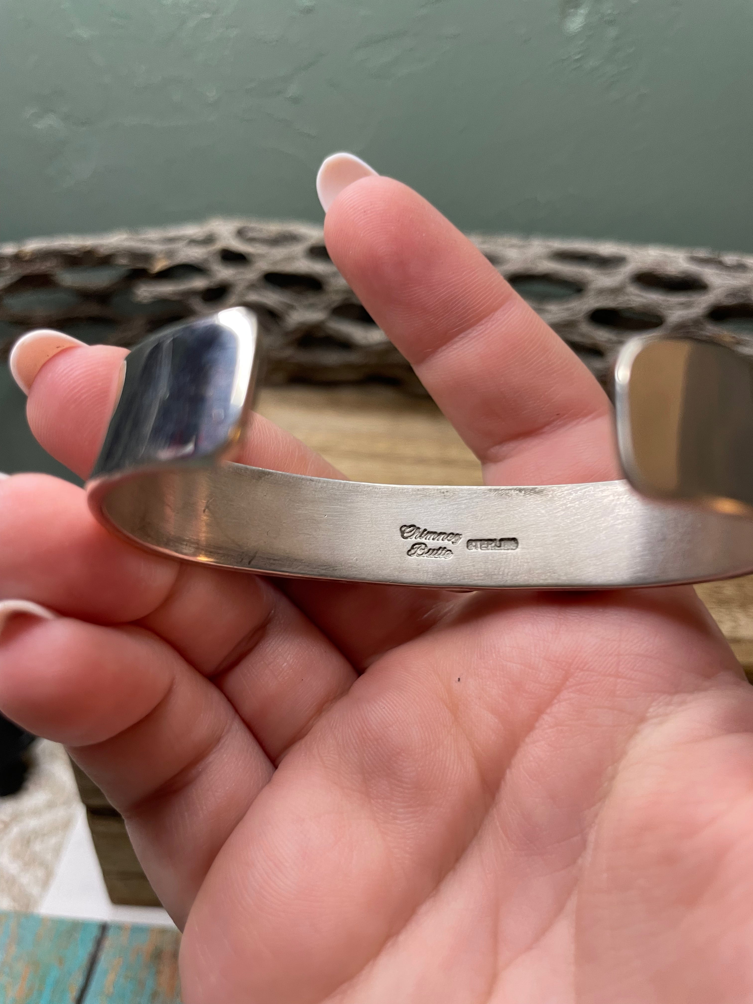 Navajo Sterling Silver 5 Stone Turquoise Cuff Chimney Butte Signed /