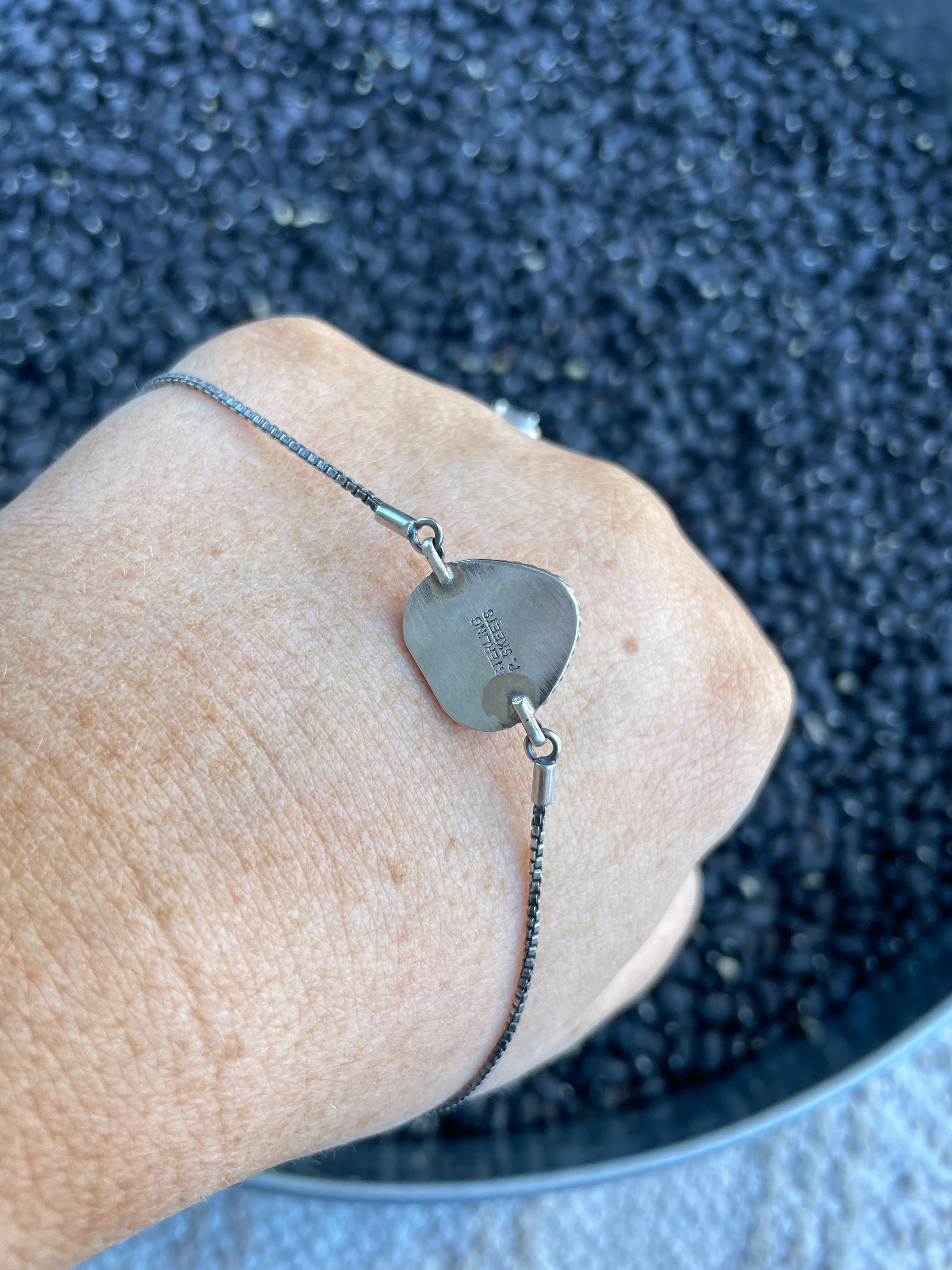 Queen Pink Conch Shell & Sterling Silver Heart Bracelet By P. Skeets