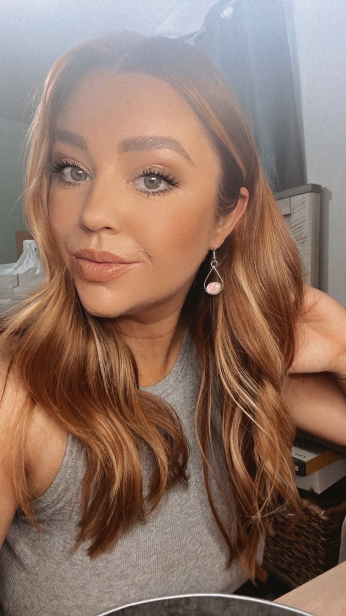 Handcrafted Pink Opal And Sterling Silver Dangle Earrings Signed Bryan Sandoval