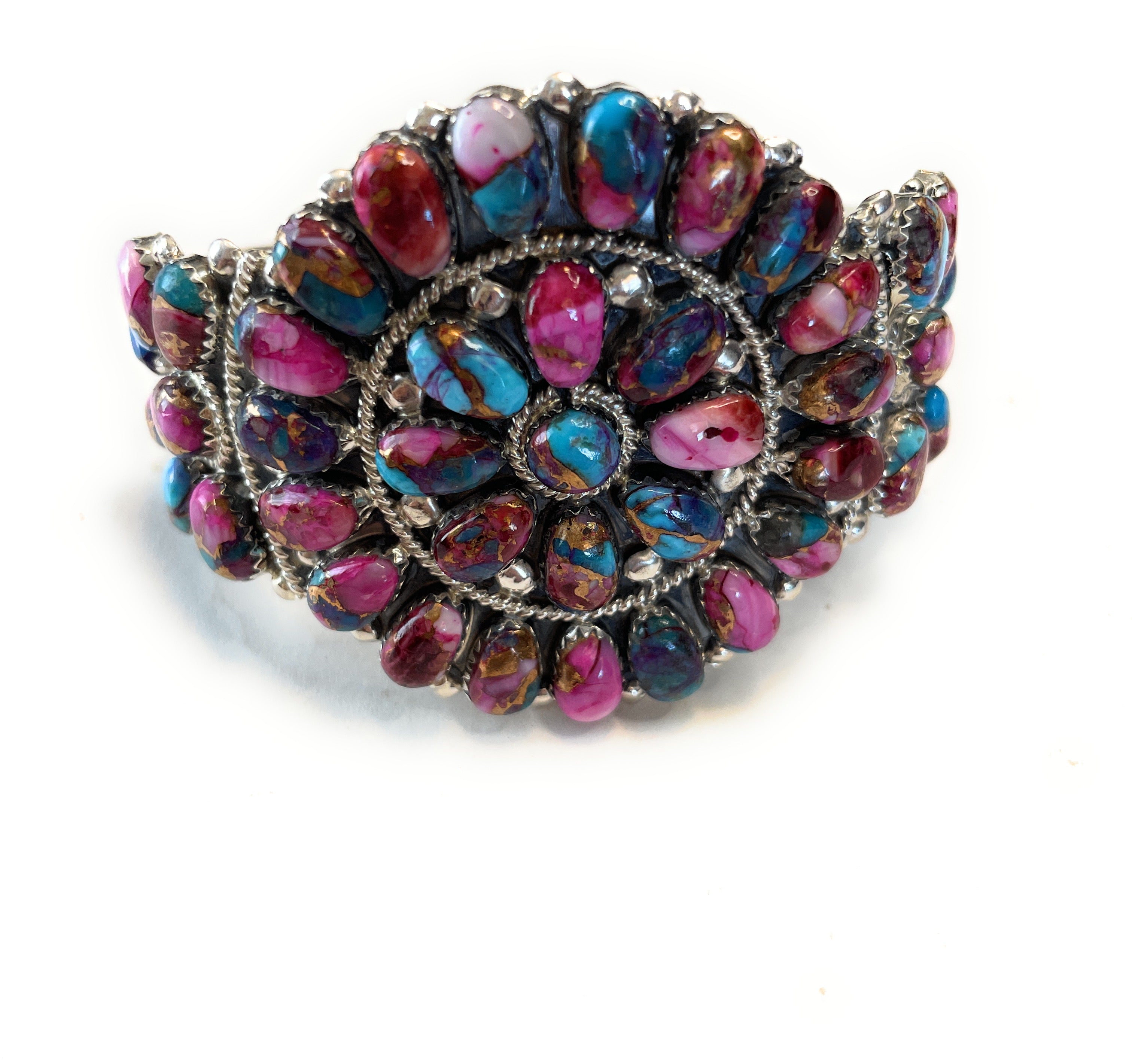 Handcrafted Purple Mojave And Sterling Silver Cuff Bracelet Signed