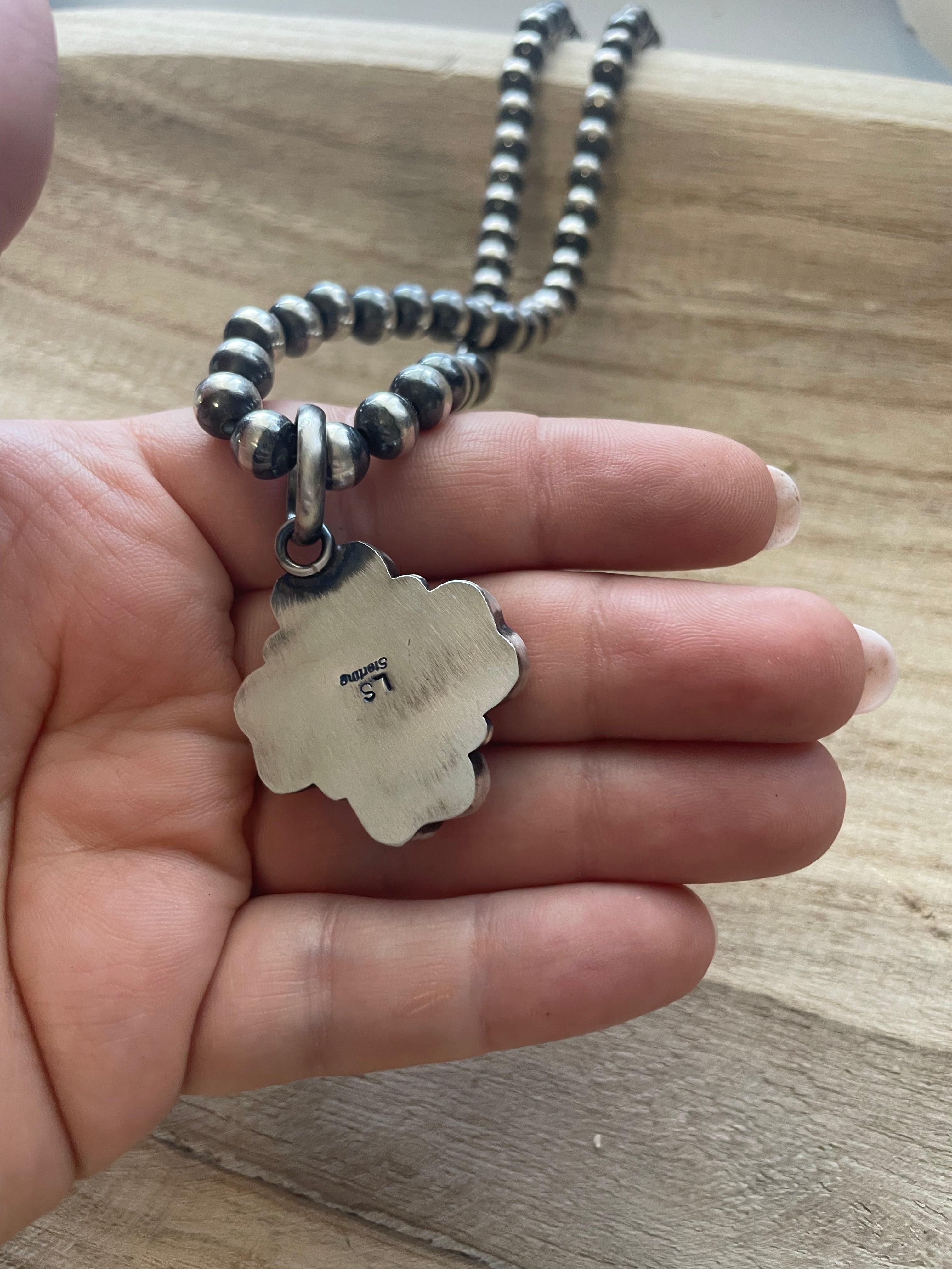 Handcrafted Queen Pink Conch Shell And Sterling Silver Heart Pendant Signed