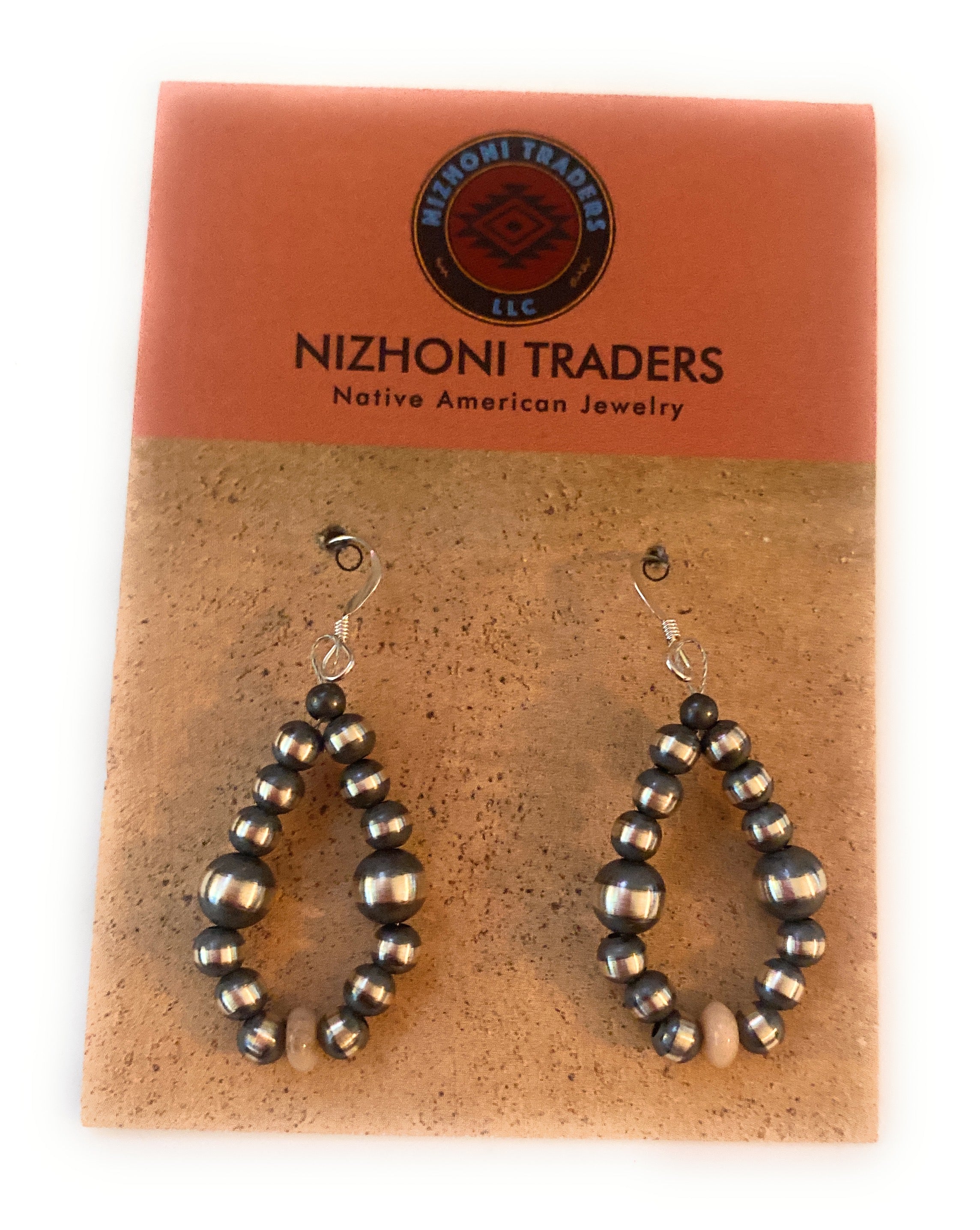Handcrafted Sterling Silver Pearl & Pink Opal Dangle Hoop Earrings