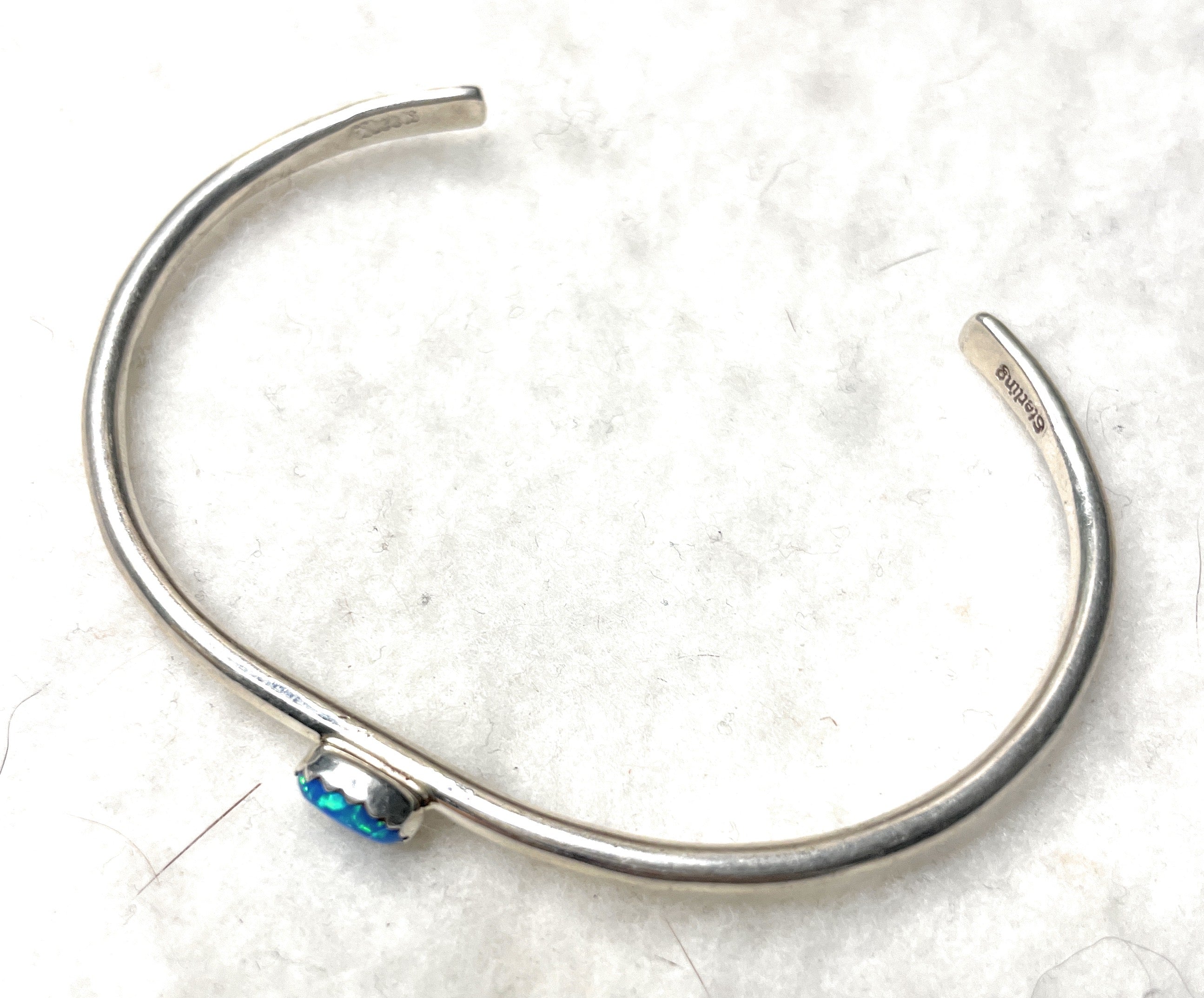 Handcrafted Sterling Silver & Blue Opal Cuff Bracelet