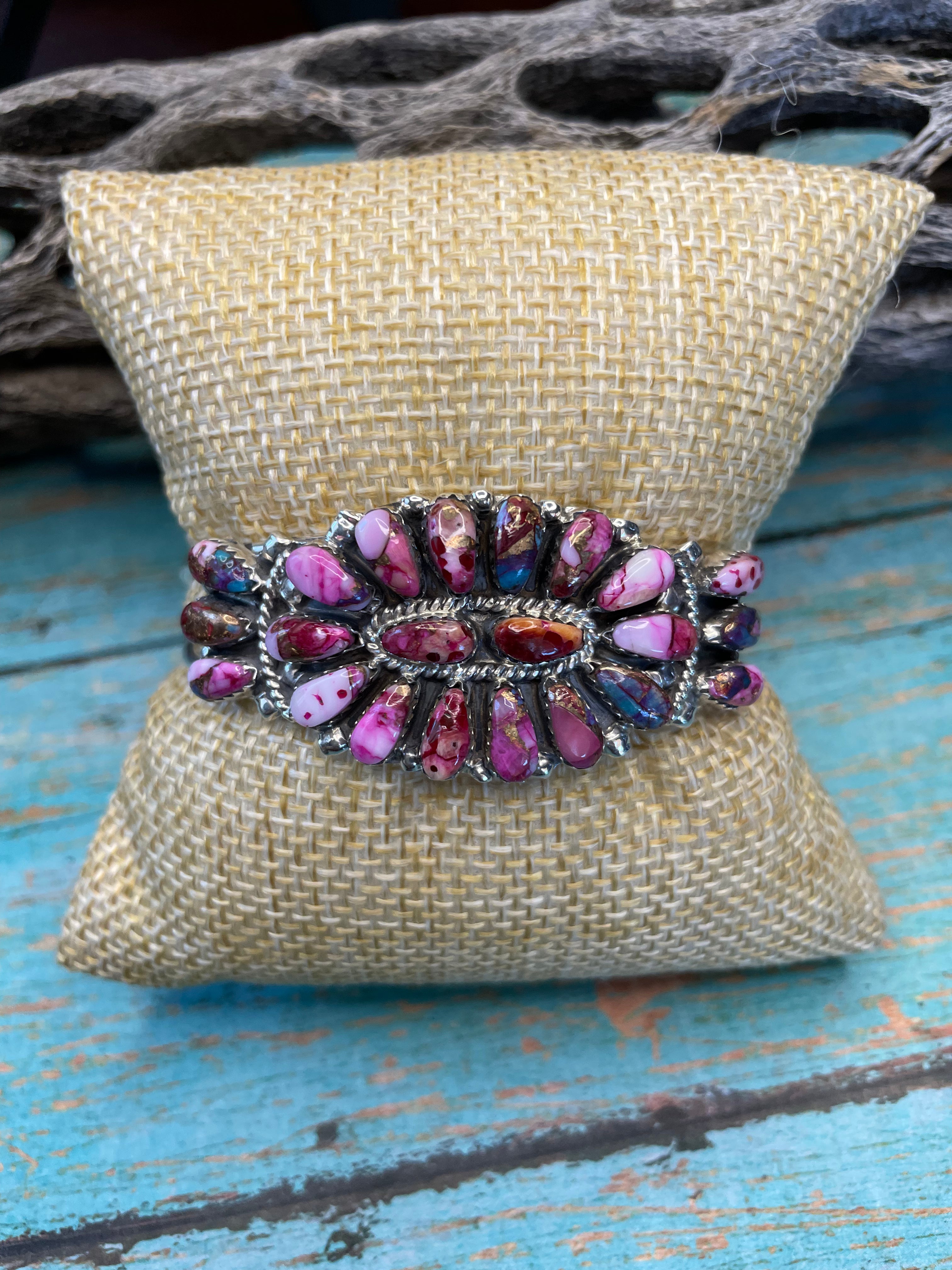 Handcrafted Purple Dream And Sterling Silver Cluster Bracelet Cuff by Juliana Williams