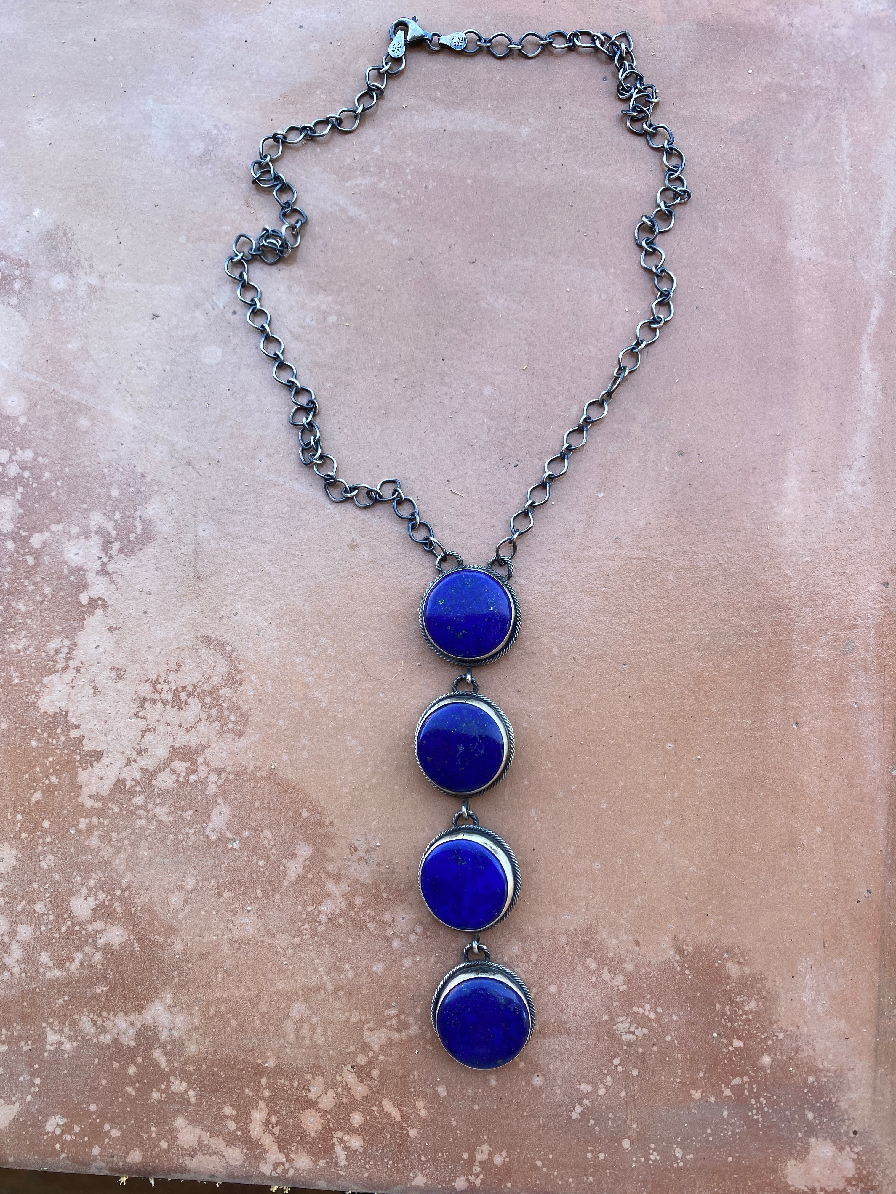 Handcrafted Sterling Silver & Lapis Drop Necklace