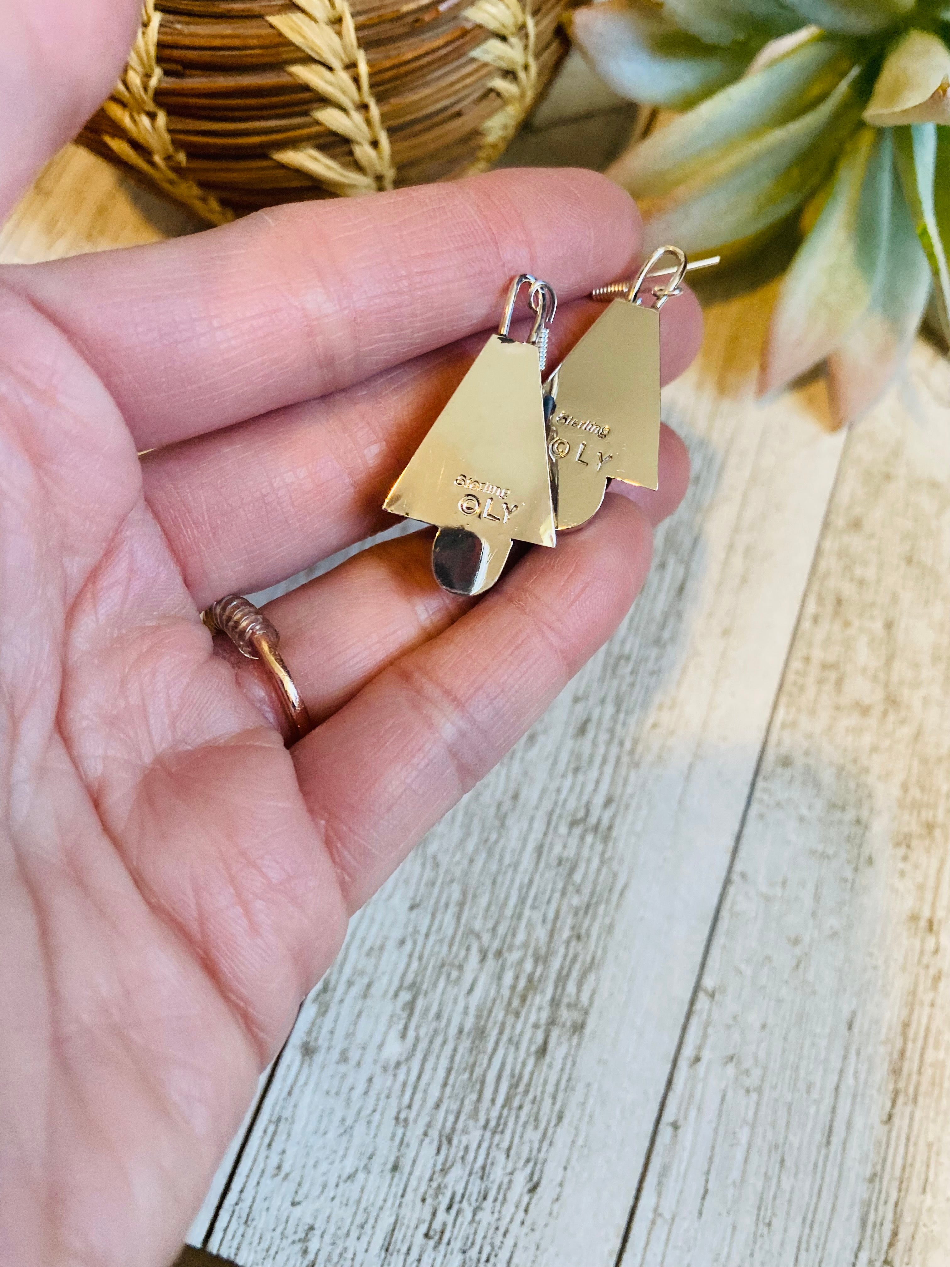 Handcrafted Turquoise & Sterling Silver Blossom Dangle Earrings