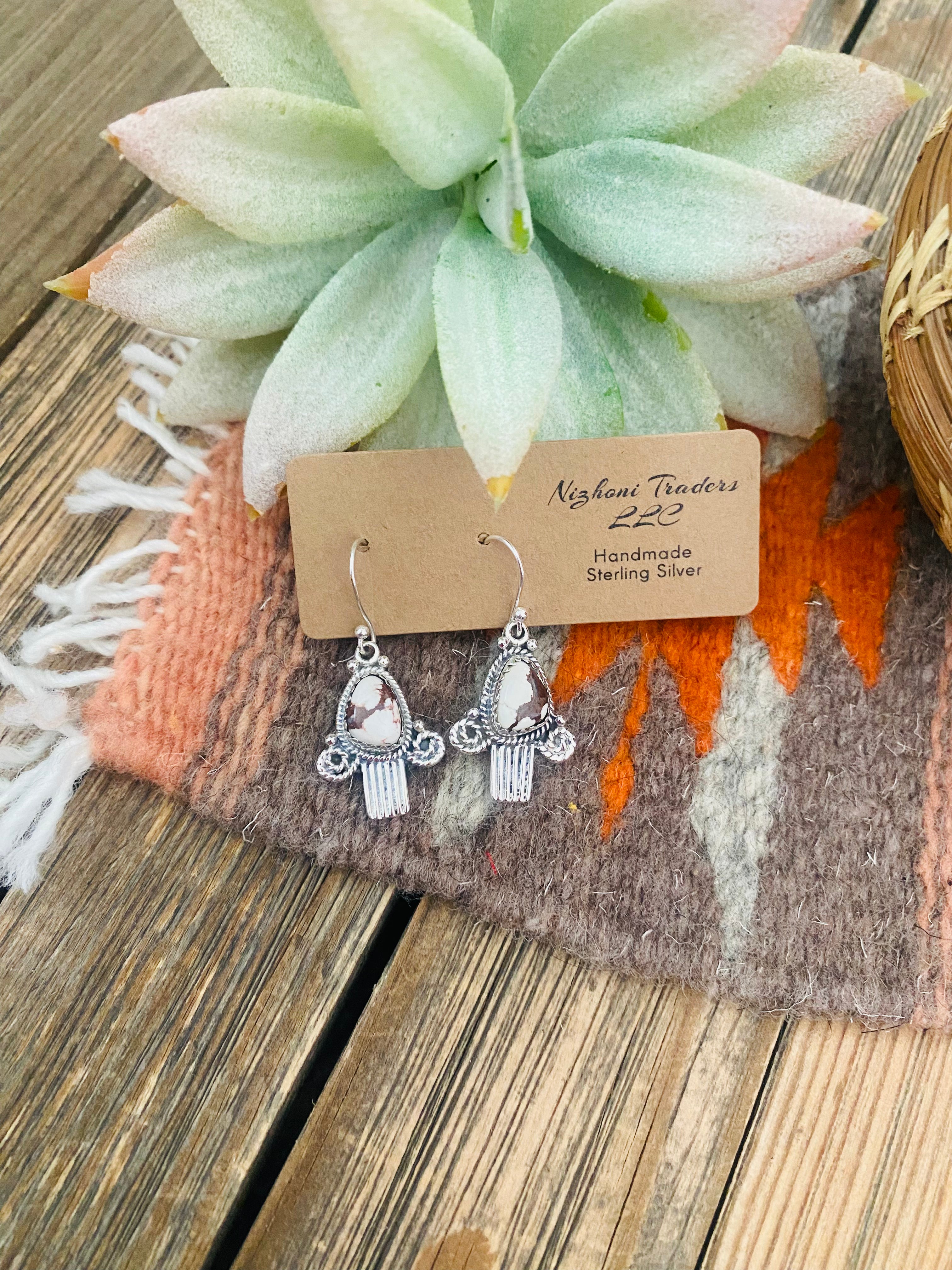 Handmade Wild Horse & Sterling Silver Dangle Earrings