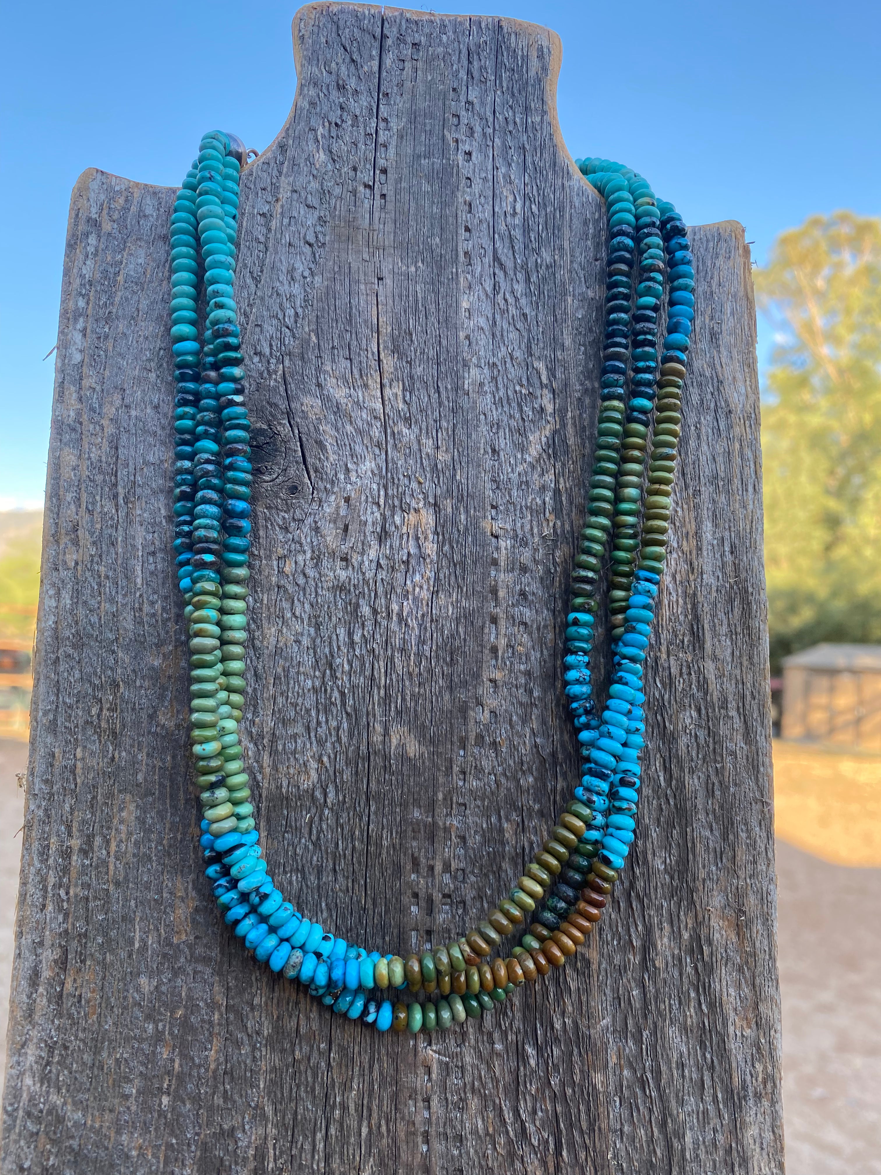 Handcrafted 3 Strand Kingman Turquoise 16-18 inches