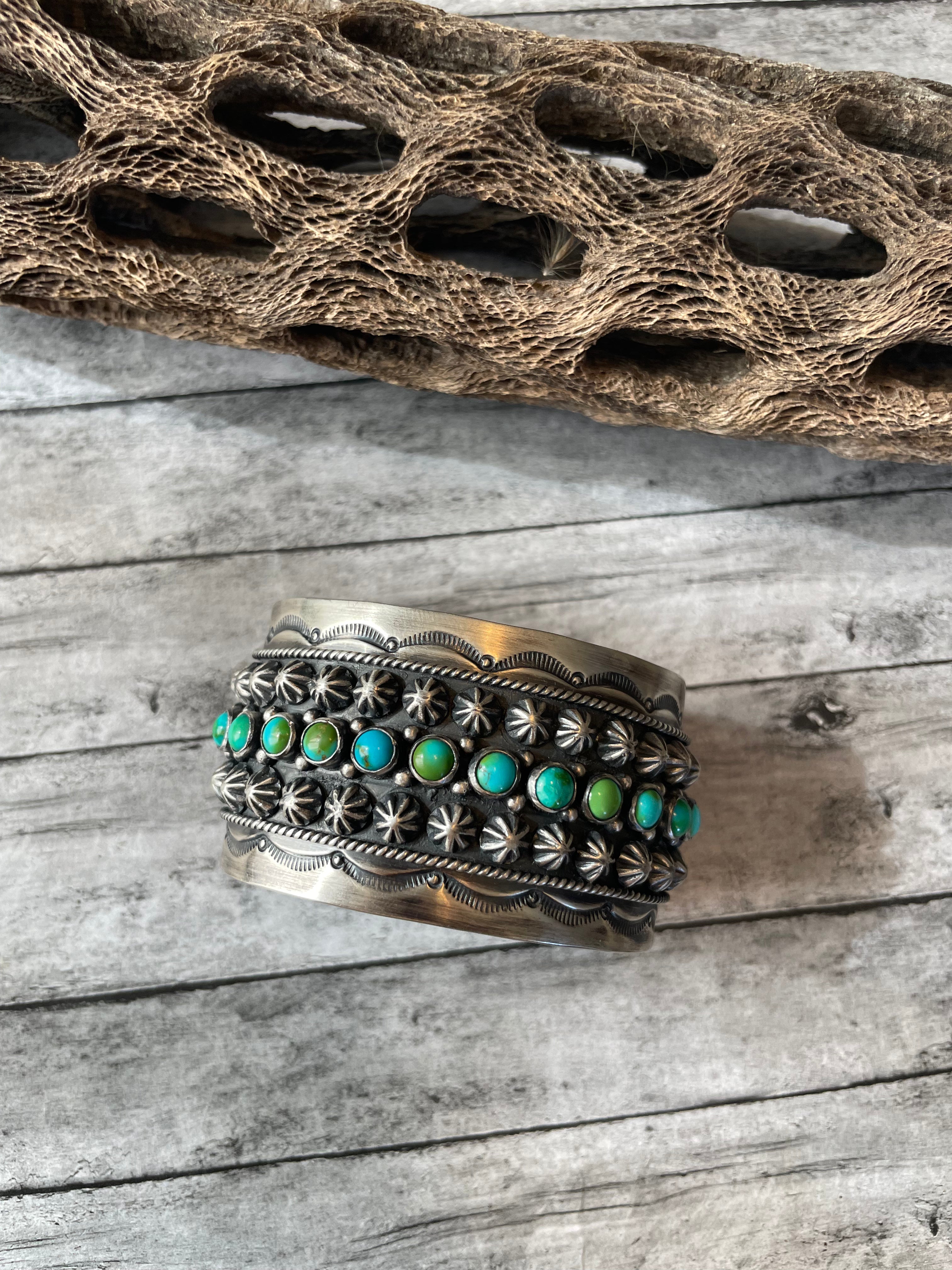 Navajo Sterling Sonoran Mountain Turquoise Cuff Bracelet by Akee Douglas /