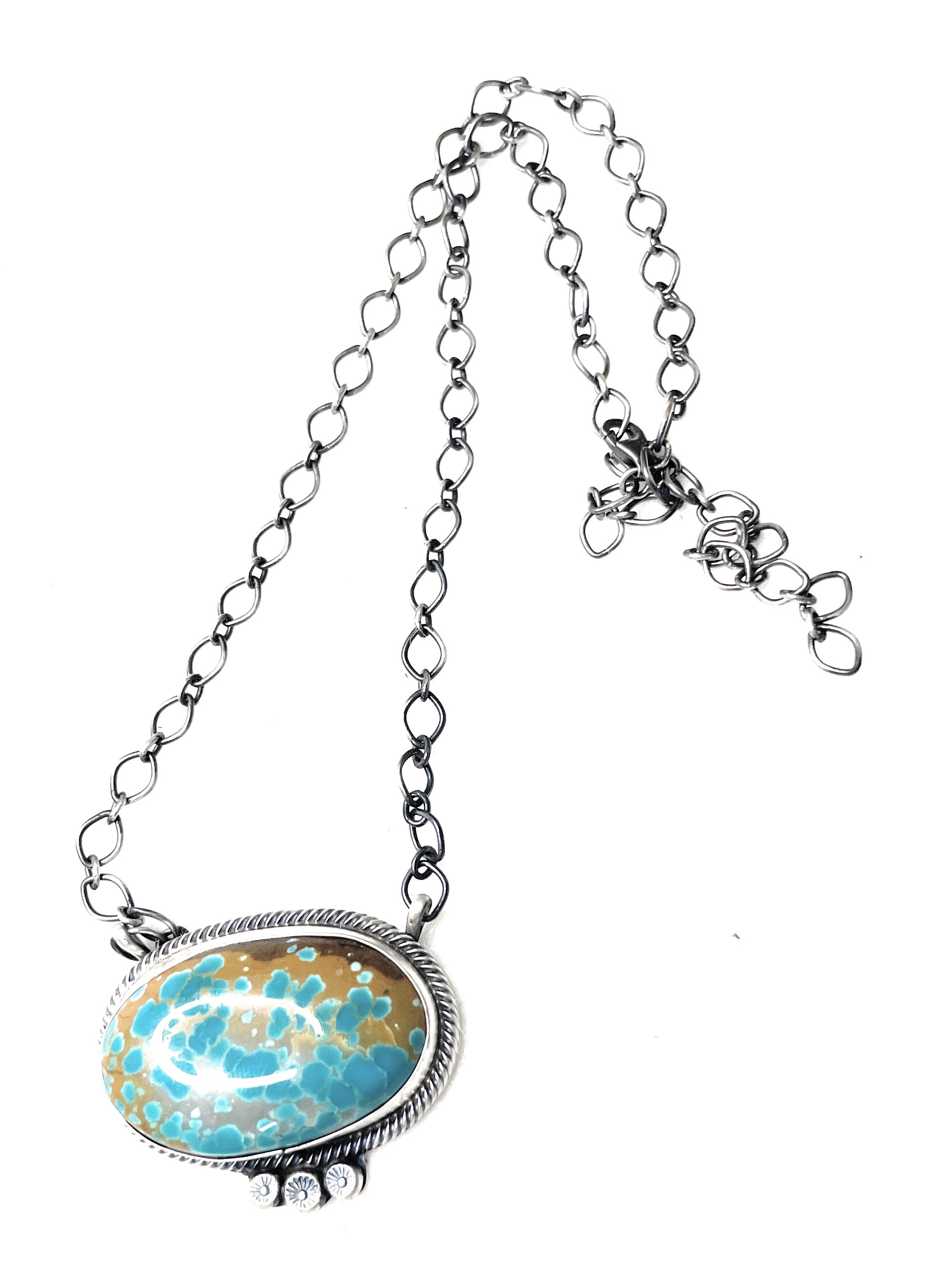 Navajo Handmade Number 8 Turquoise And Sterling Silver Necklace By Sheila Becenti