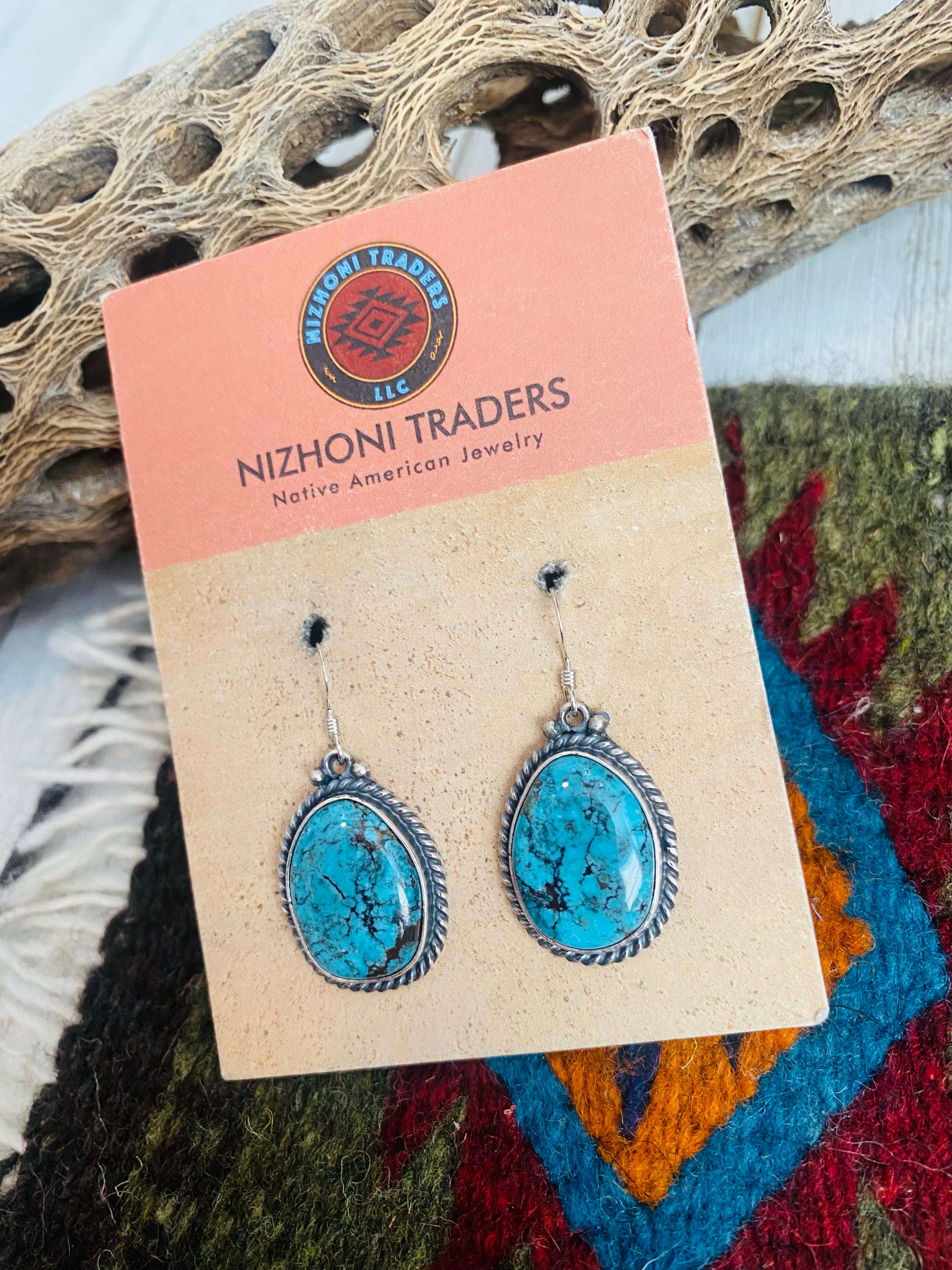 Navajo Turquoise & Sterling Silver Dangle Earrings