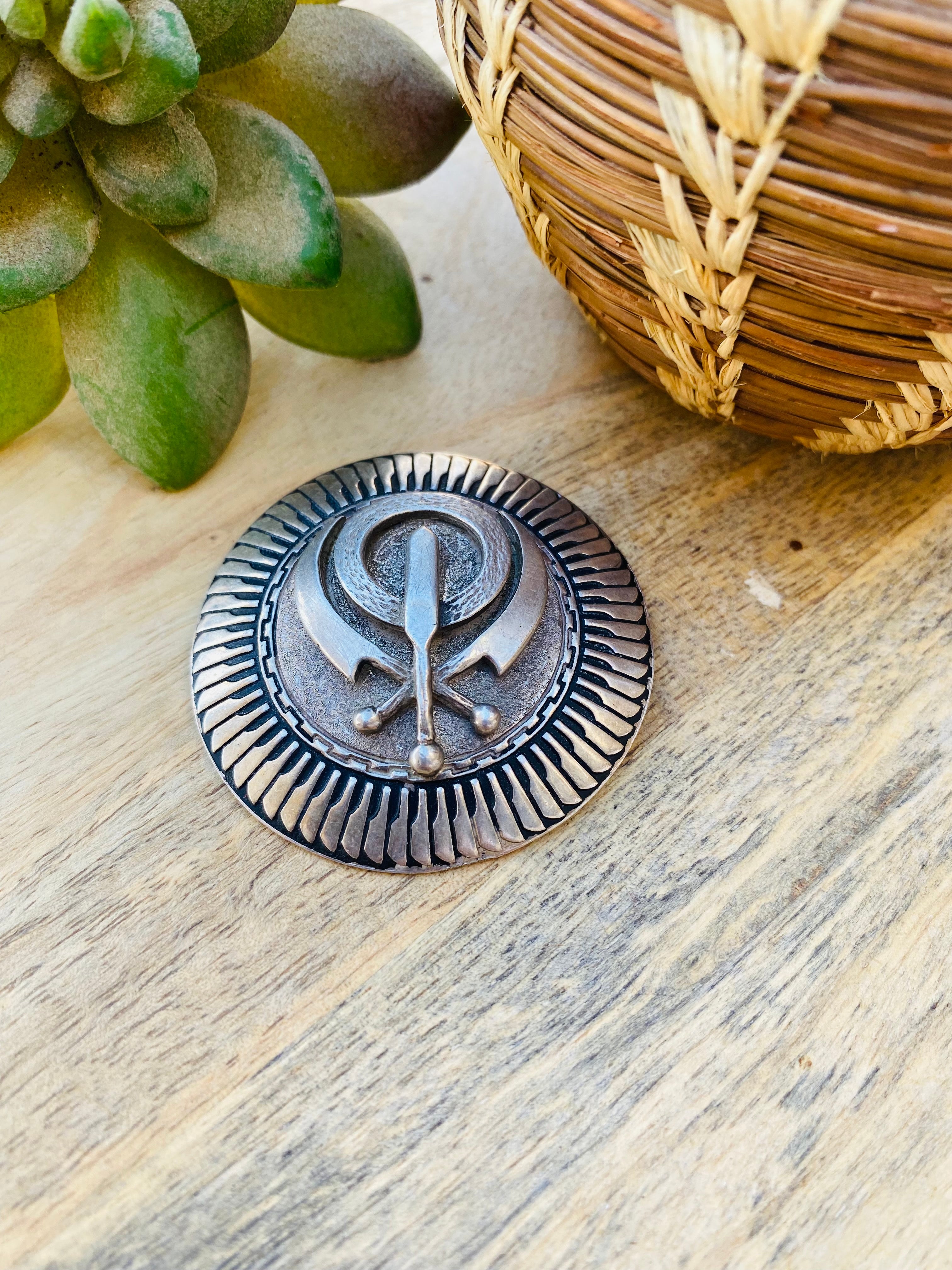 Handcrafted Vintage Hand Stamped Sterling Silver Pin/Pendant