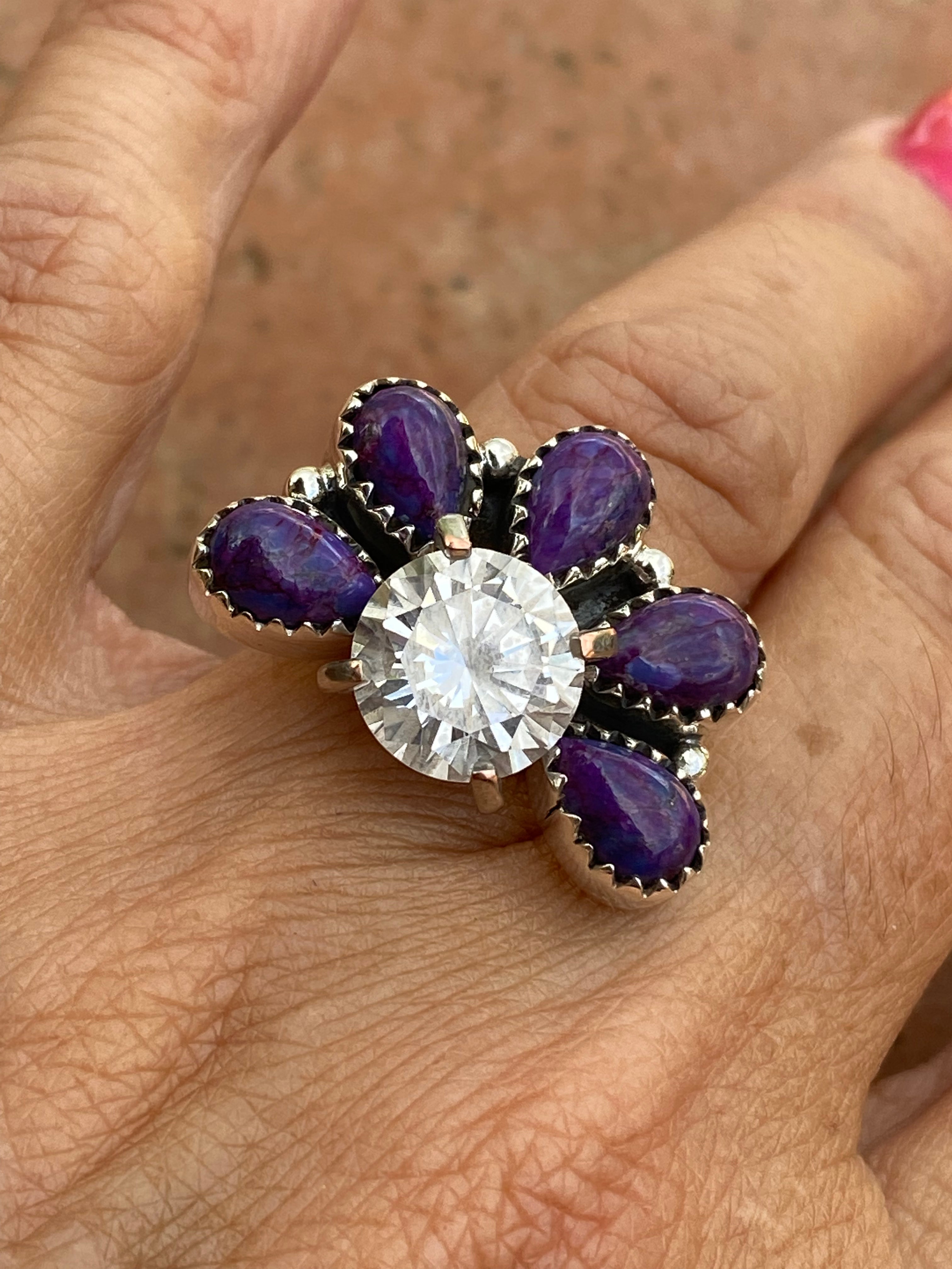 Purple Mojave & Sterling Silver Diamond Wrap Ring