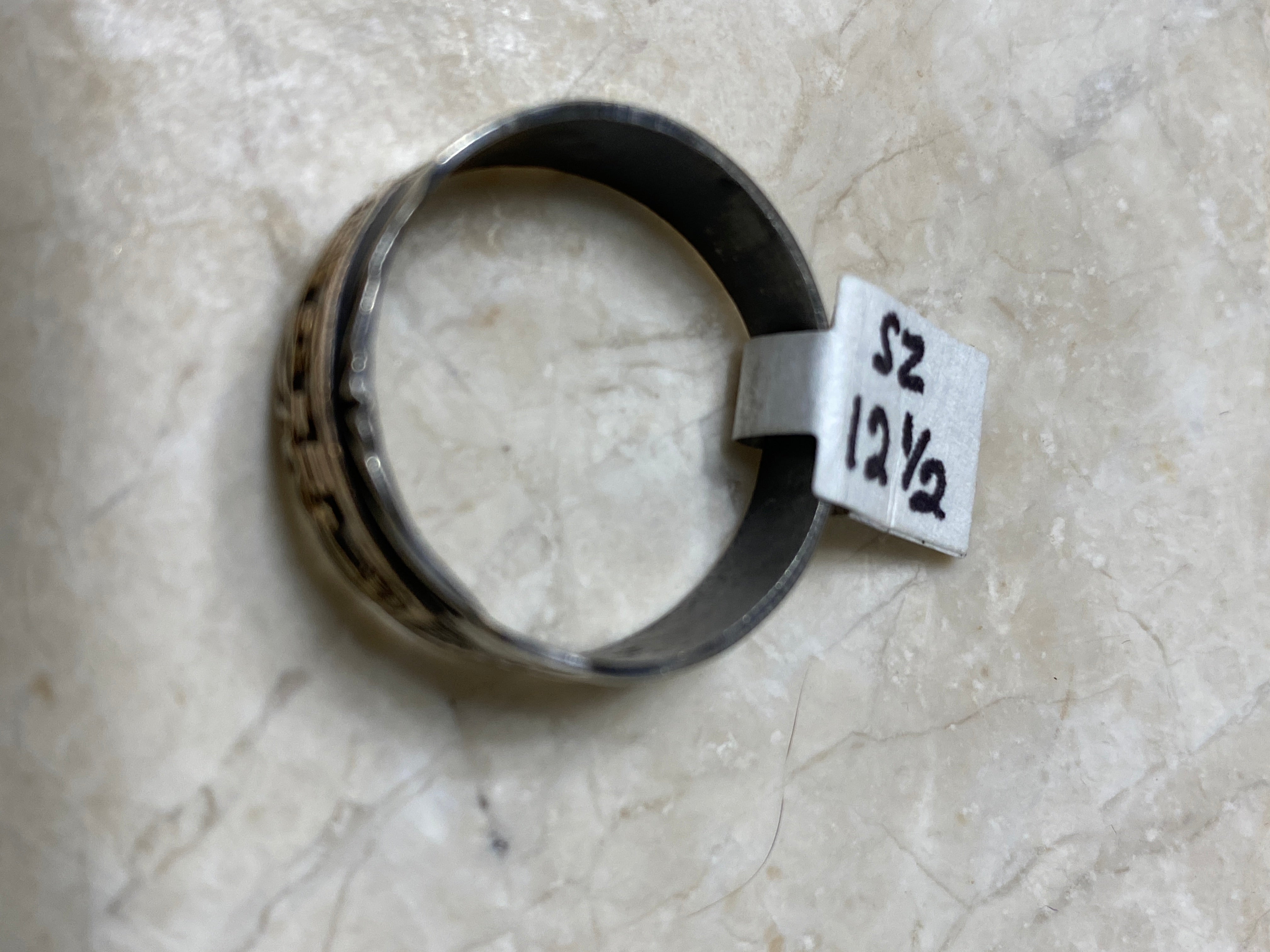 Handcrafted Sterling Silver Copper Story Teller Ring Size 12.5