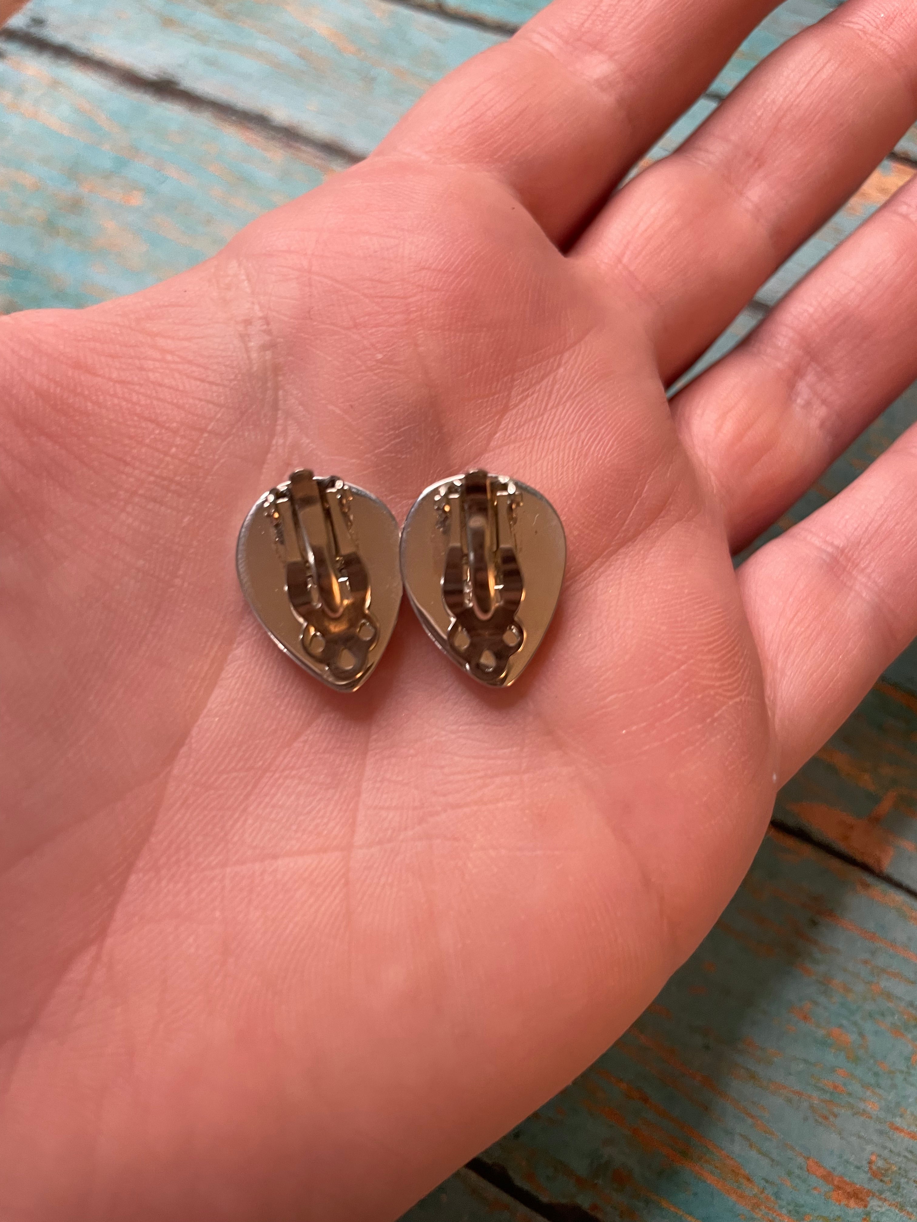 Handcrafted Rhondite And Sterling Silver Post Clip On Earrings