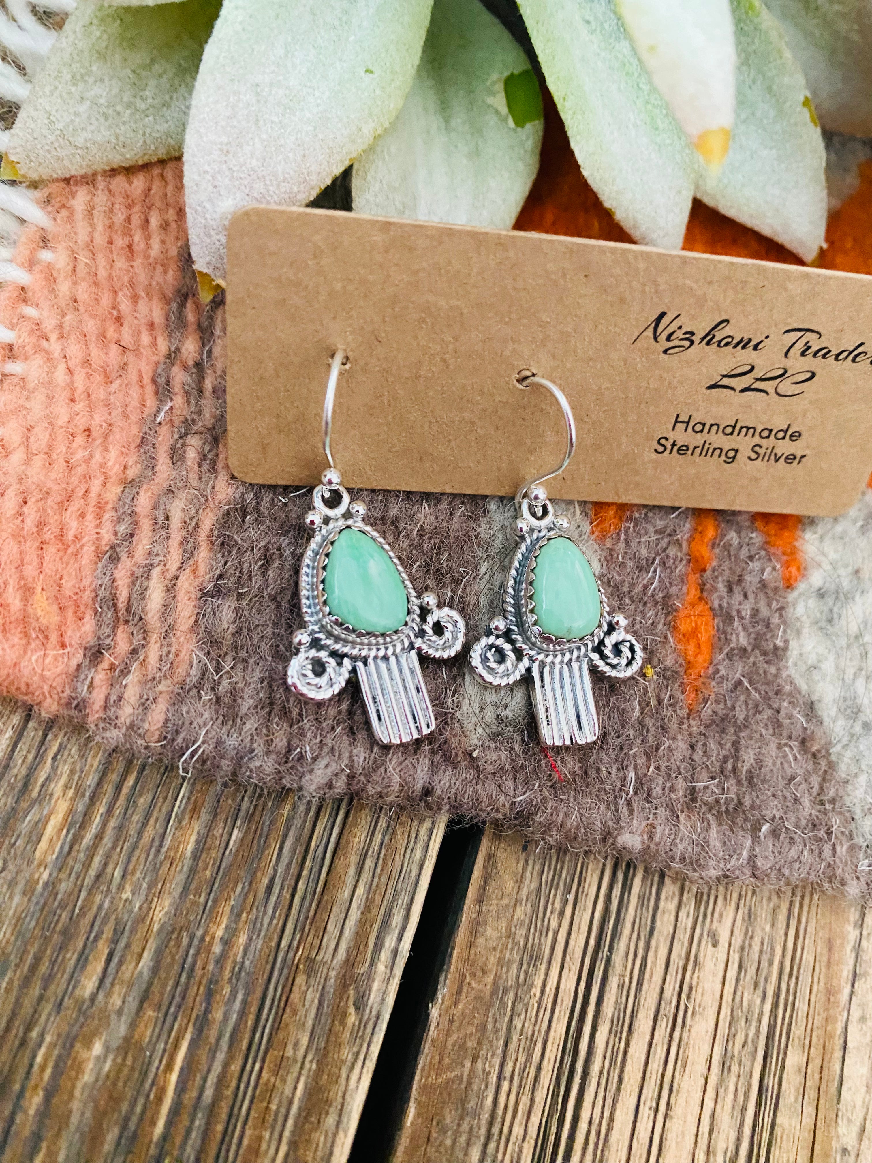 Handmade Turquoise & Sterling Silver Dangle Earrings