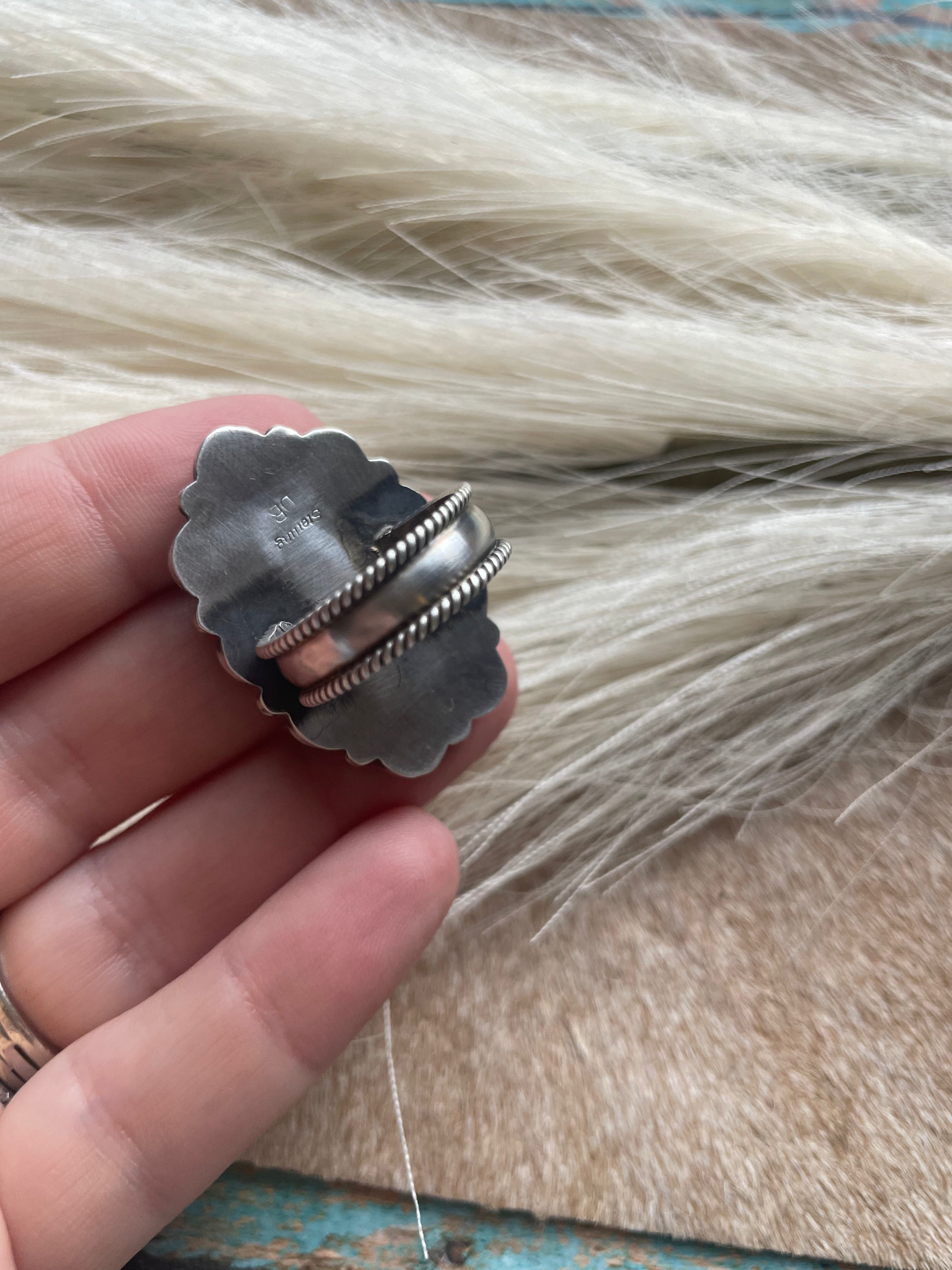 Handcrafted Sterling Silver And Turquoise Beautiful Adjustable Cluster Rings