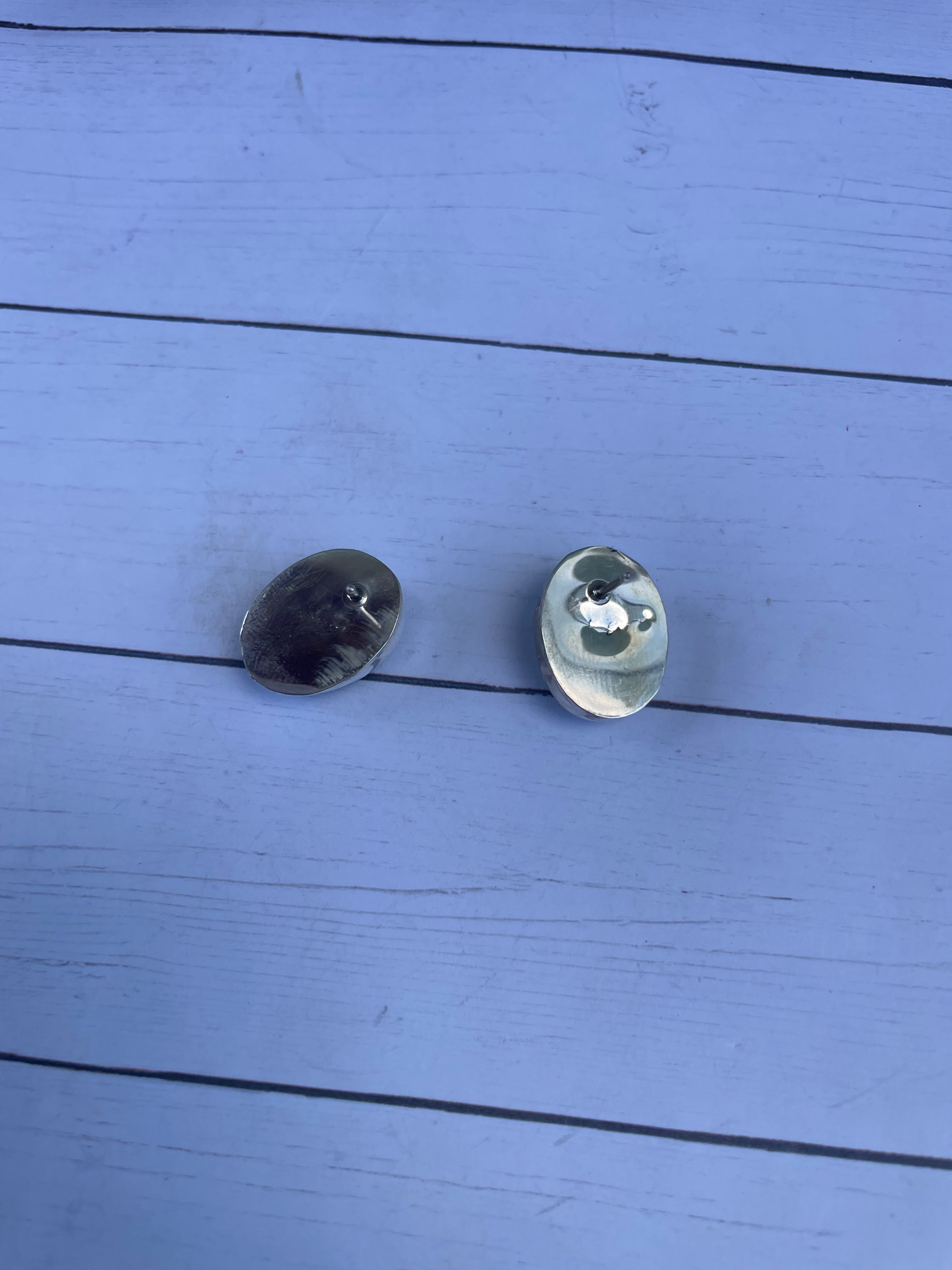 Handcrafted Turquoise And Sterling Silver Post Earrings