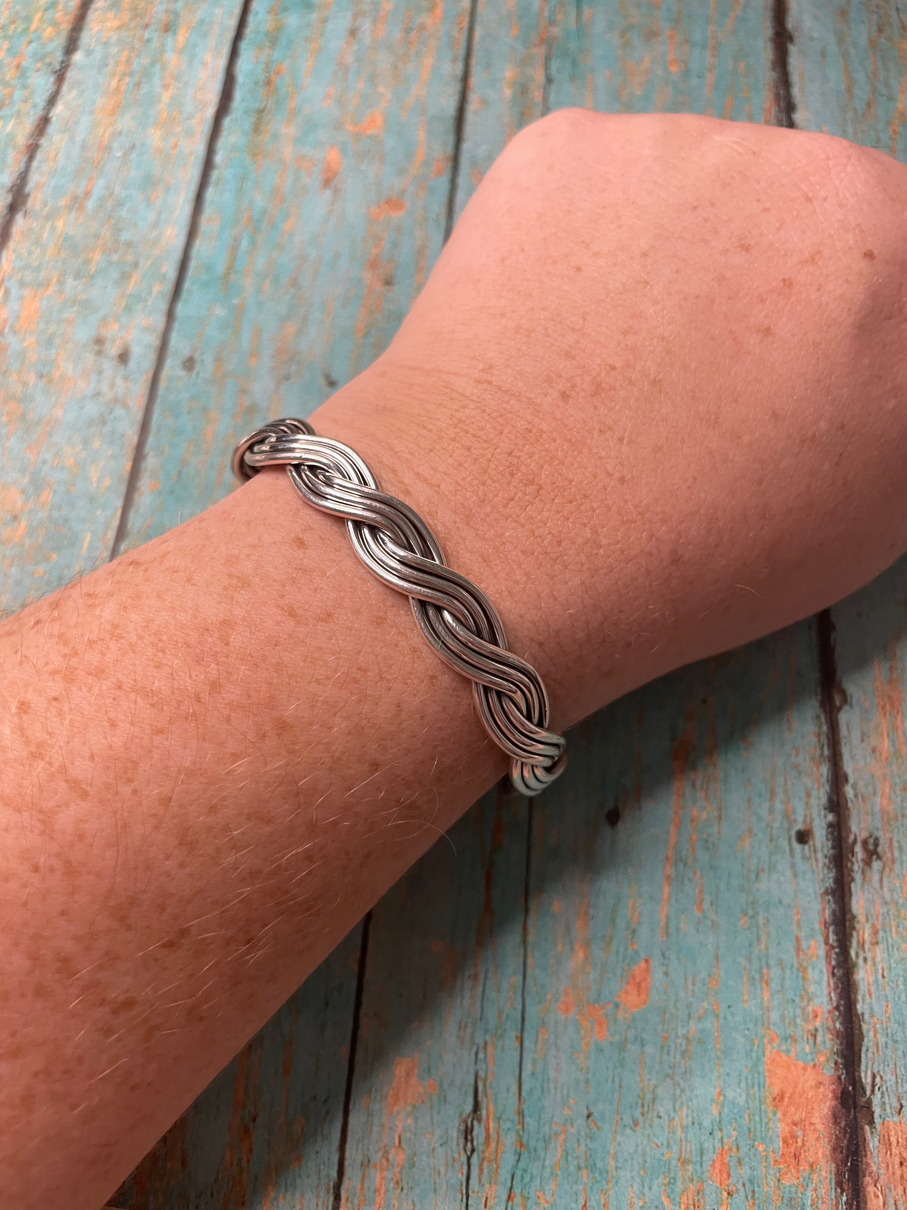 Handcrafted Sterling Silver Twisted Rope Adjustable Bracelet Cuff