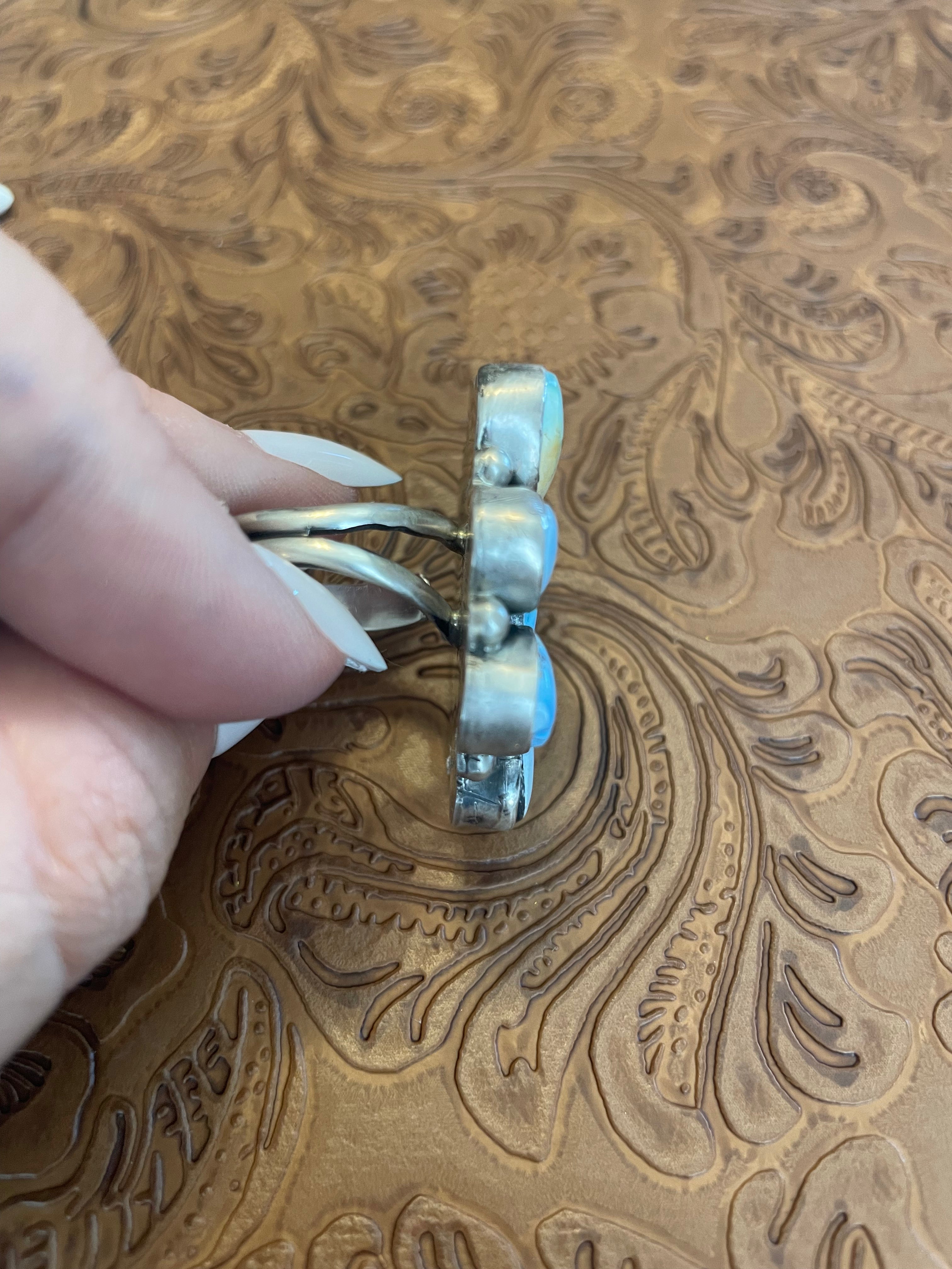 Handcrafted Golden Hills Turquoise & Sterling Silver Adjustable Ring