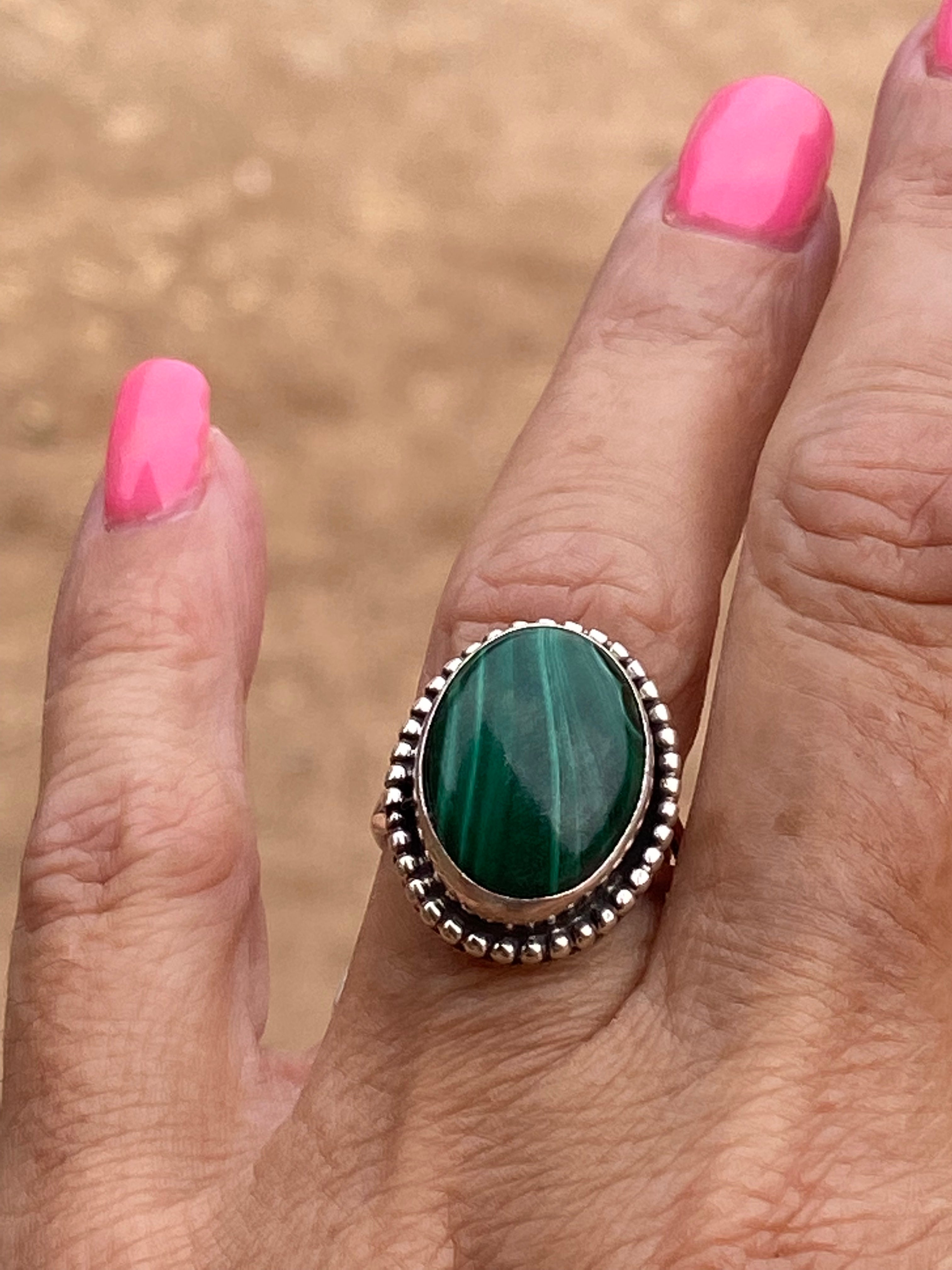 Handcrafted Malachite & Sterling Silver Rings