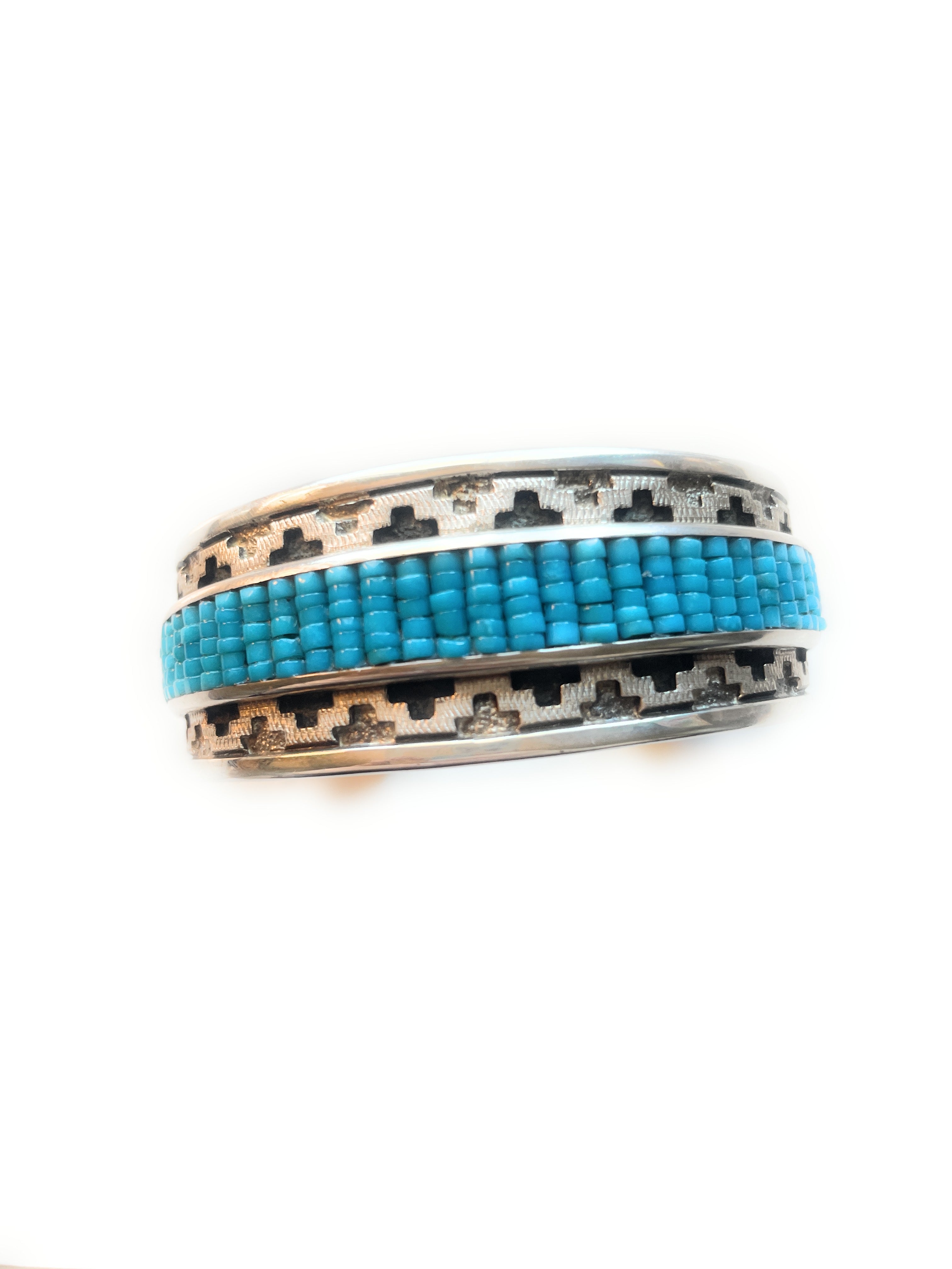 Rare Dan Jackson Sterling Silver & Turquoise Cuff Bracelet Signed /