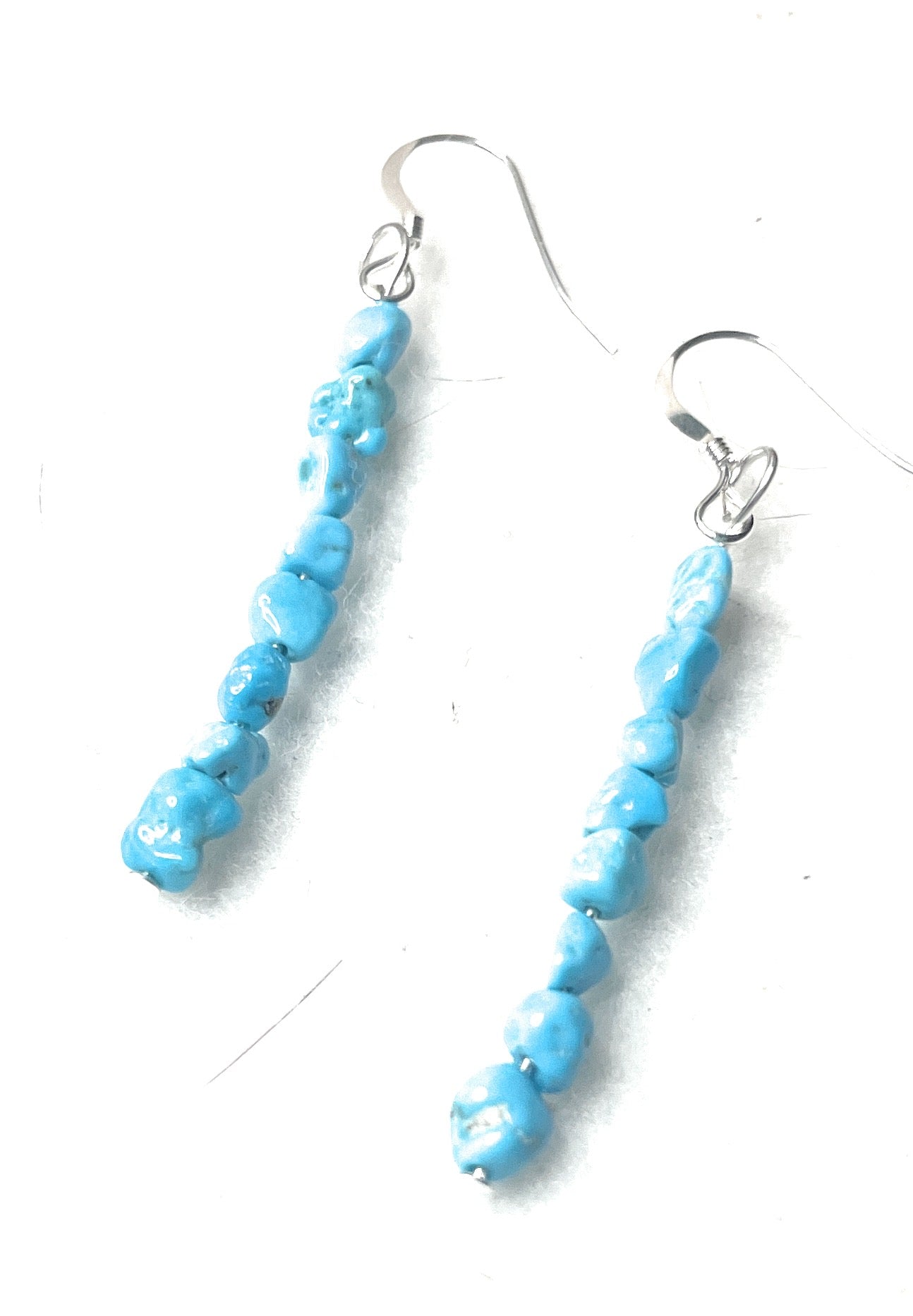 Handcrafted Sterling Silver & Turquoise Beaded Dangle Earrings
