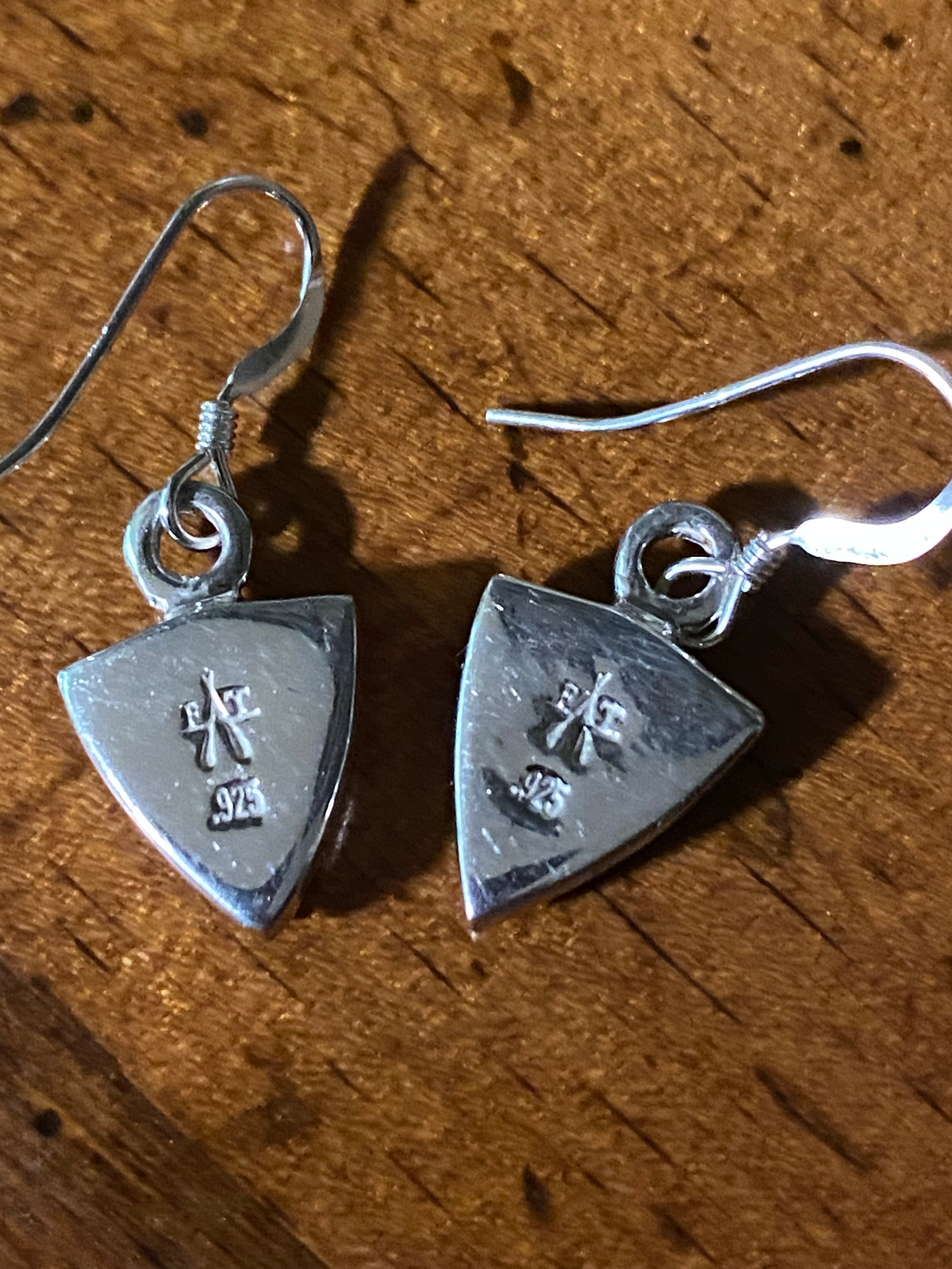 Handcrafted Lapis, Turquoise, Blue Opal Mini Triangle Dangle Earrings