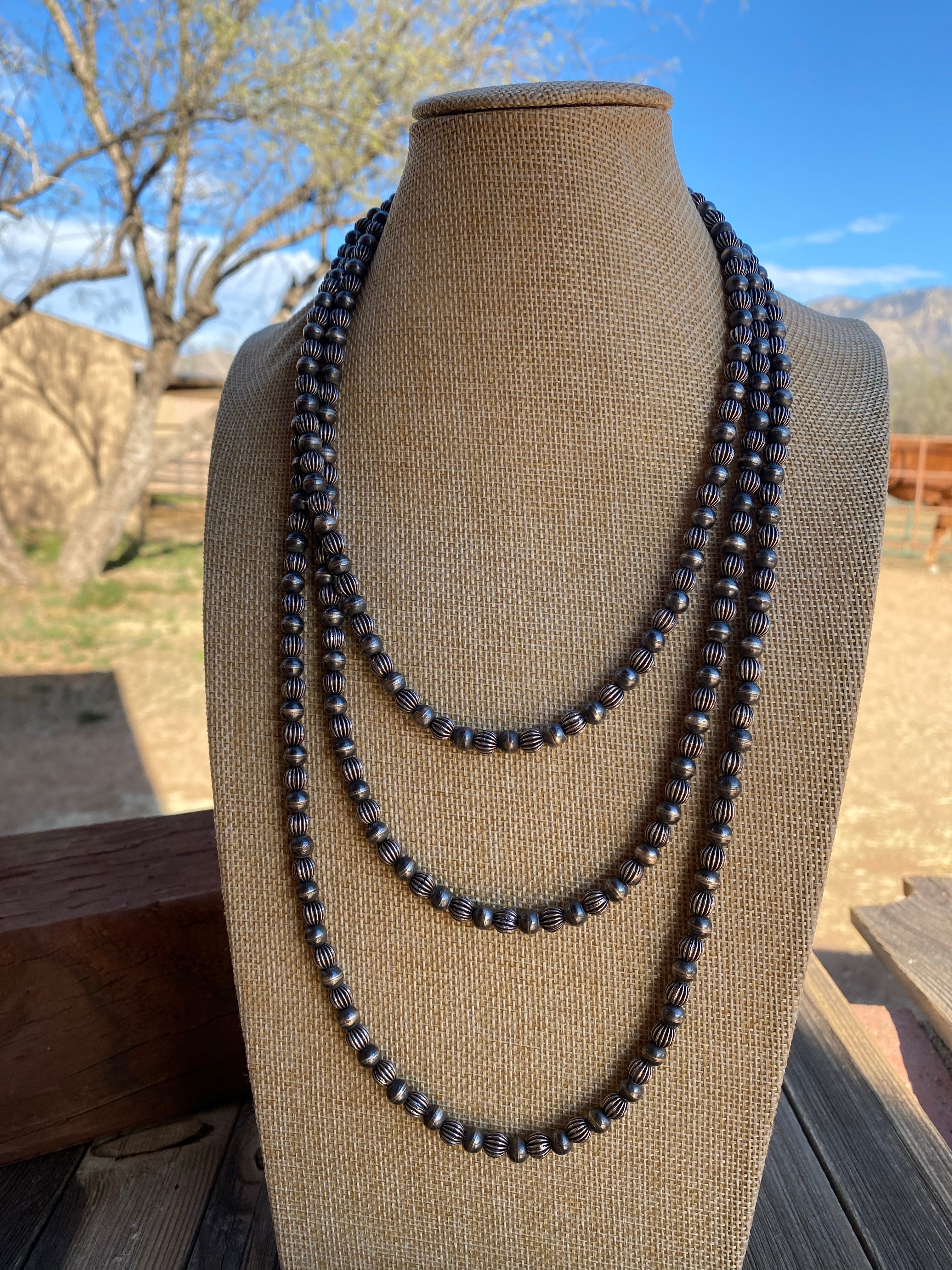Custom 6mm Navajo Pearl Style 70 inch beads
