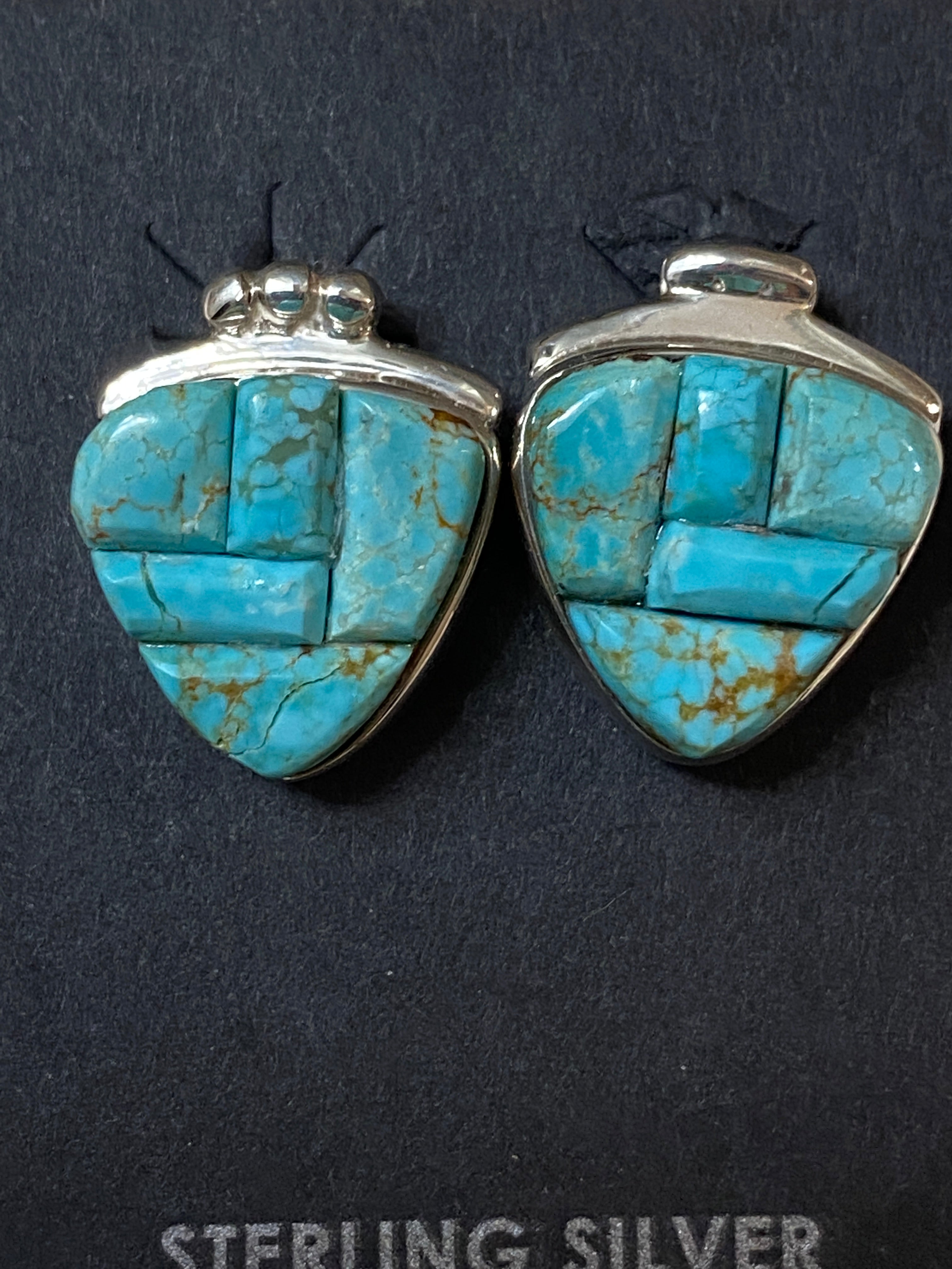 Handcrafted Turquoise 8 & Sterling Silver Rolled Berry Stud Earrings