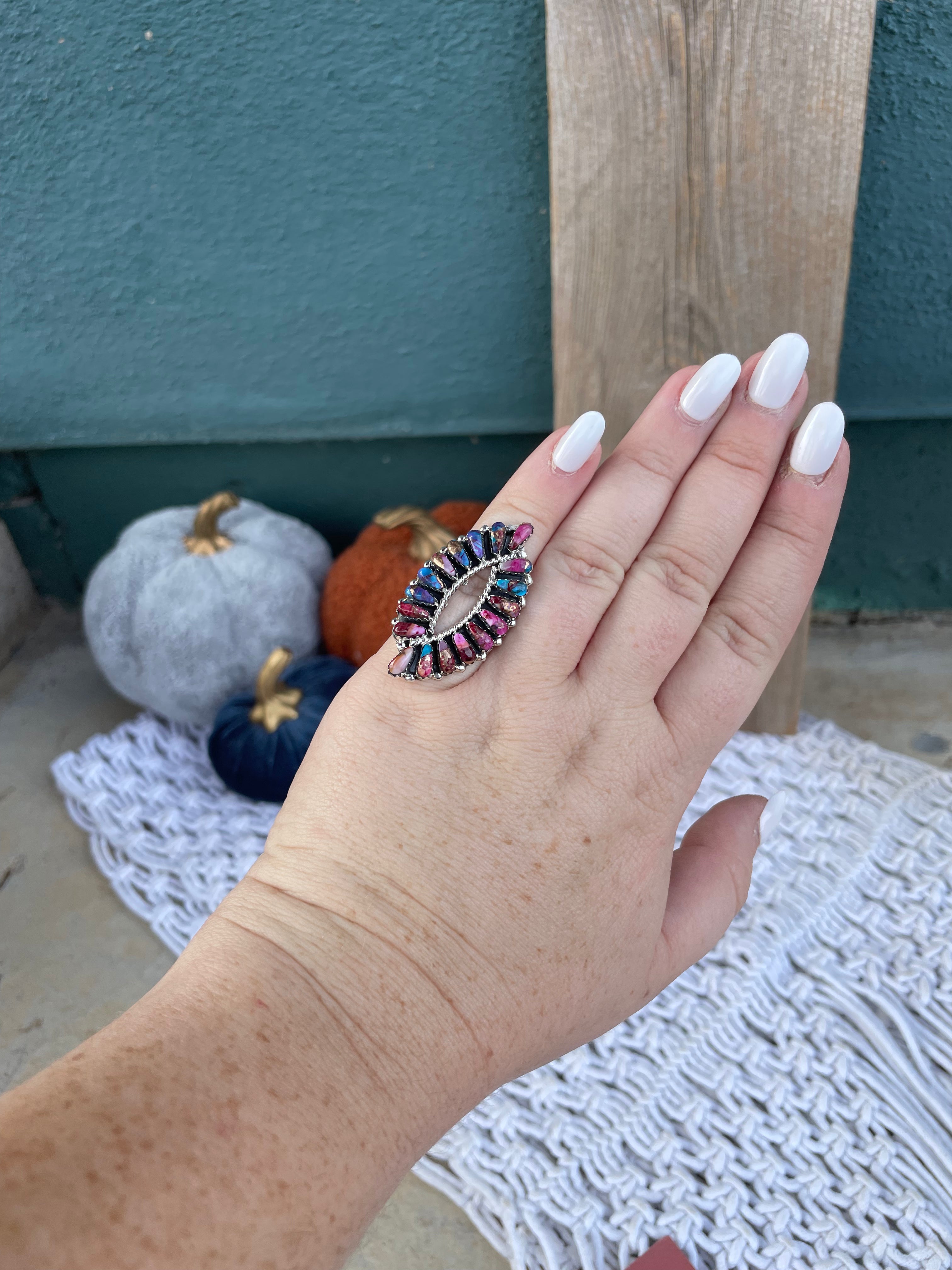 Handcrafted Double Swirl Purple Dream Sterling Silver Ring Signed