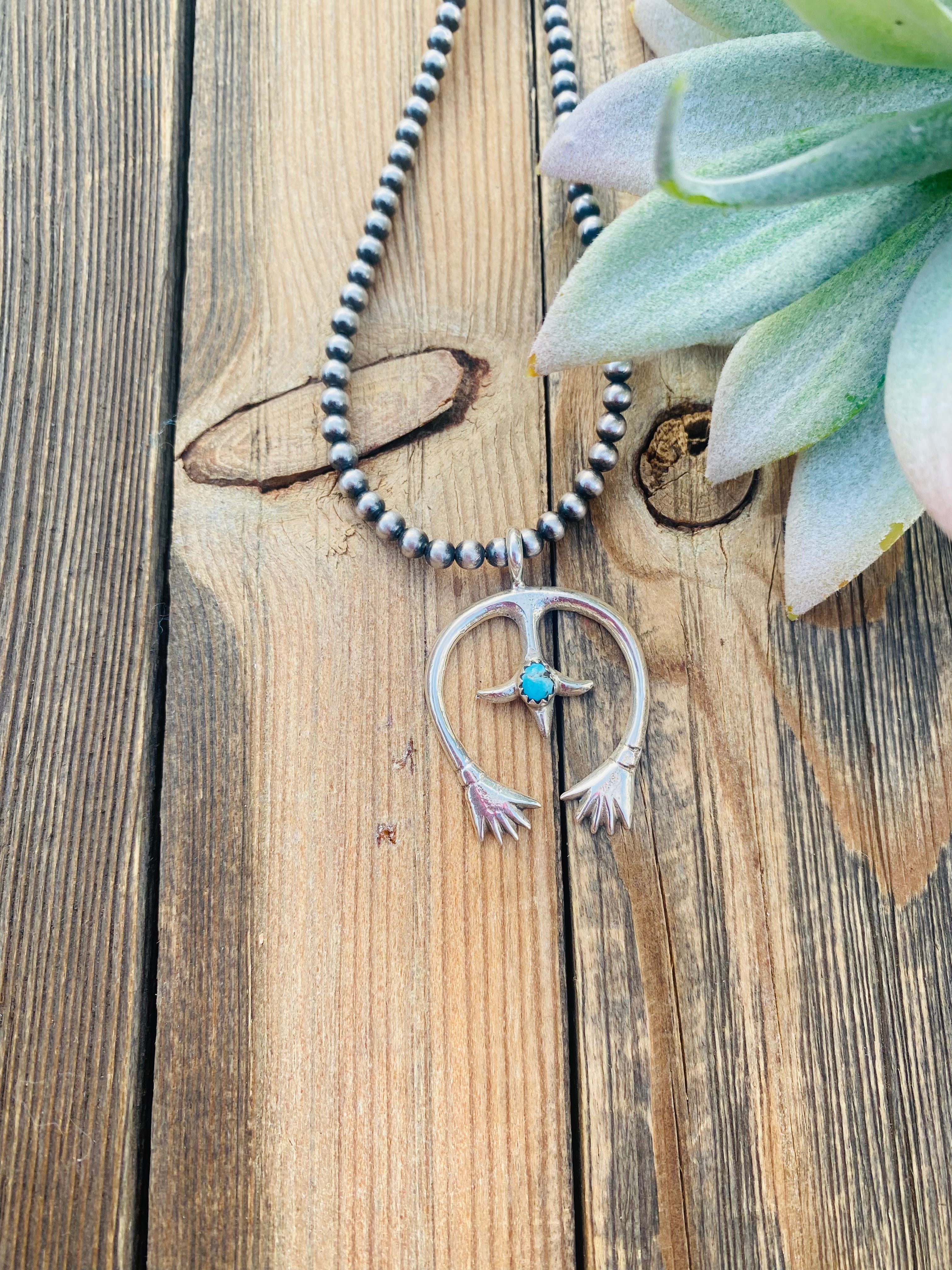 Handcrafted Sterling Silver & Turquoise Naja Pendant