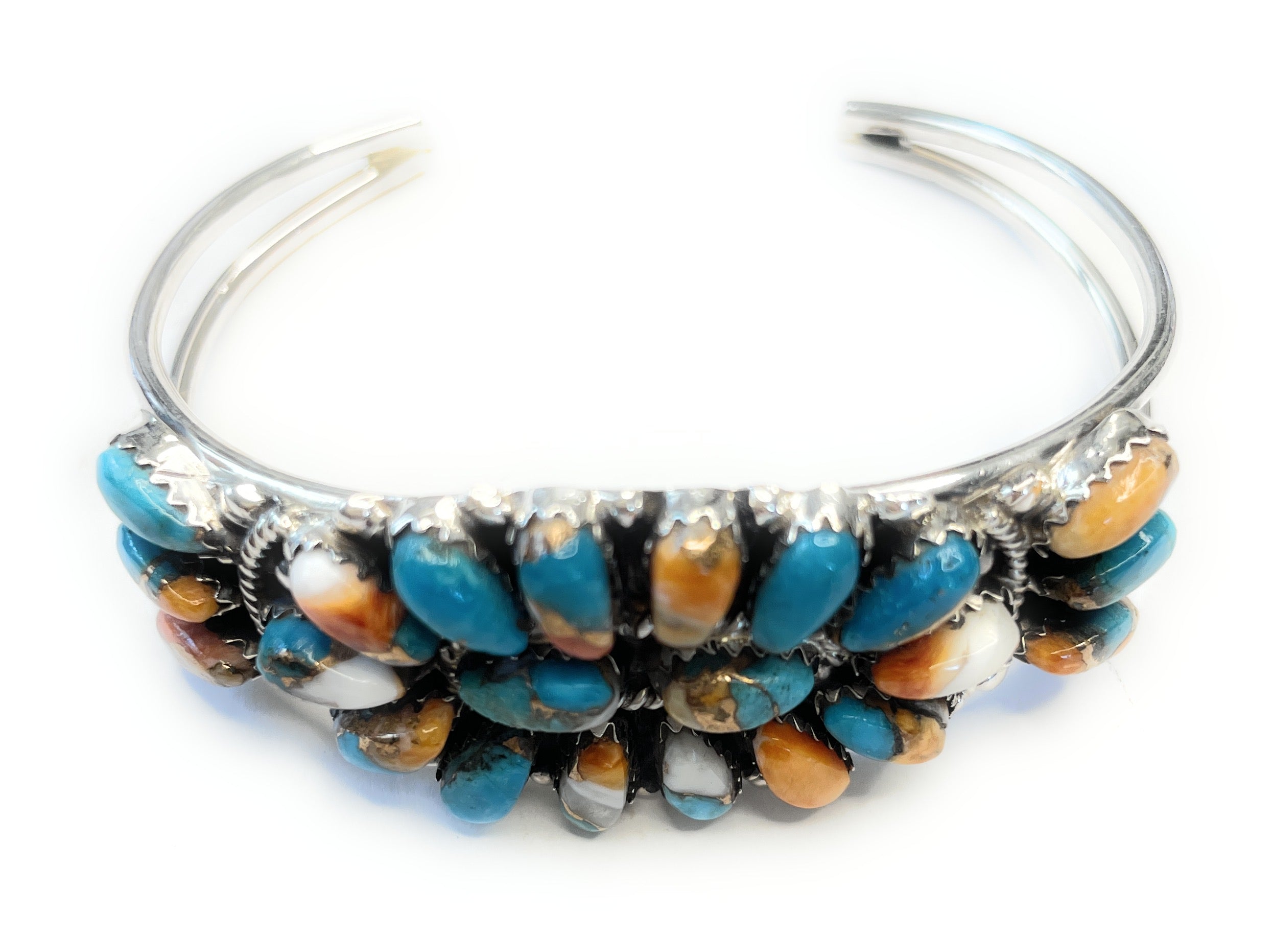 Handcrafted Multi Stone Spice And Sterling Silver Cluster Bracelet Cuff by Juliana Williams