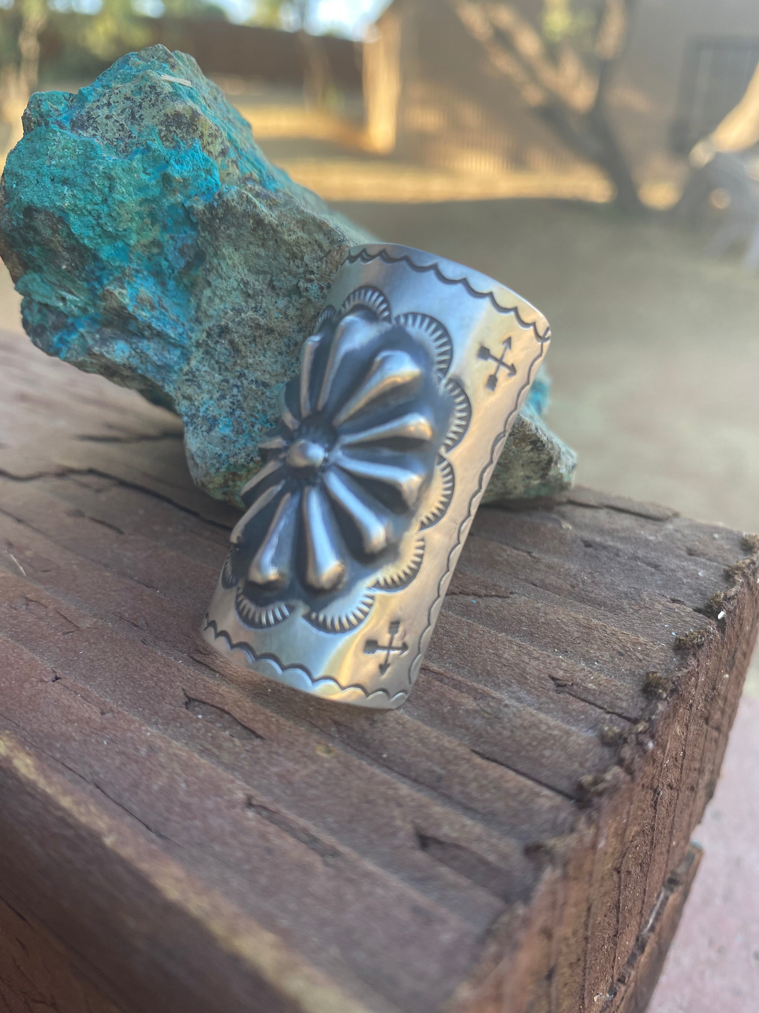 Handcrafted Sterling Southwest Hand Stamped Hair Ponytail / Braid Accessory 1.5 inch