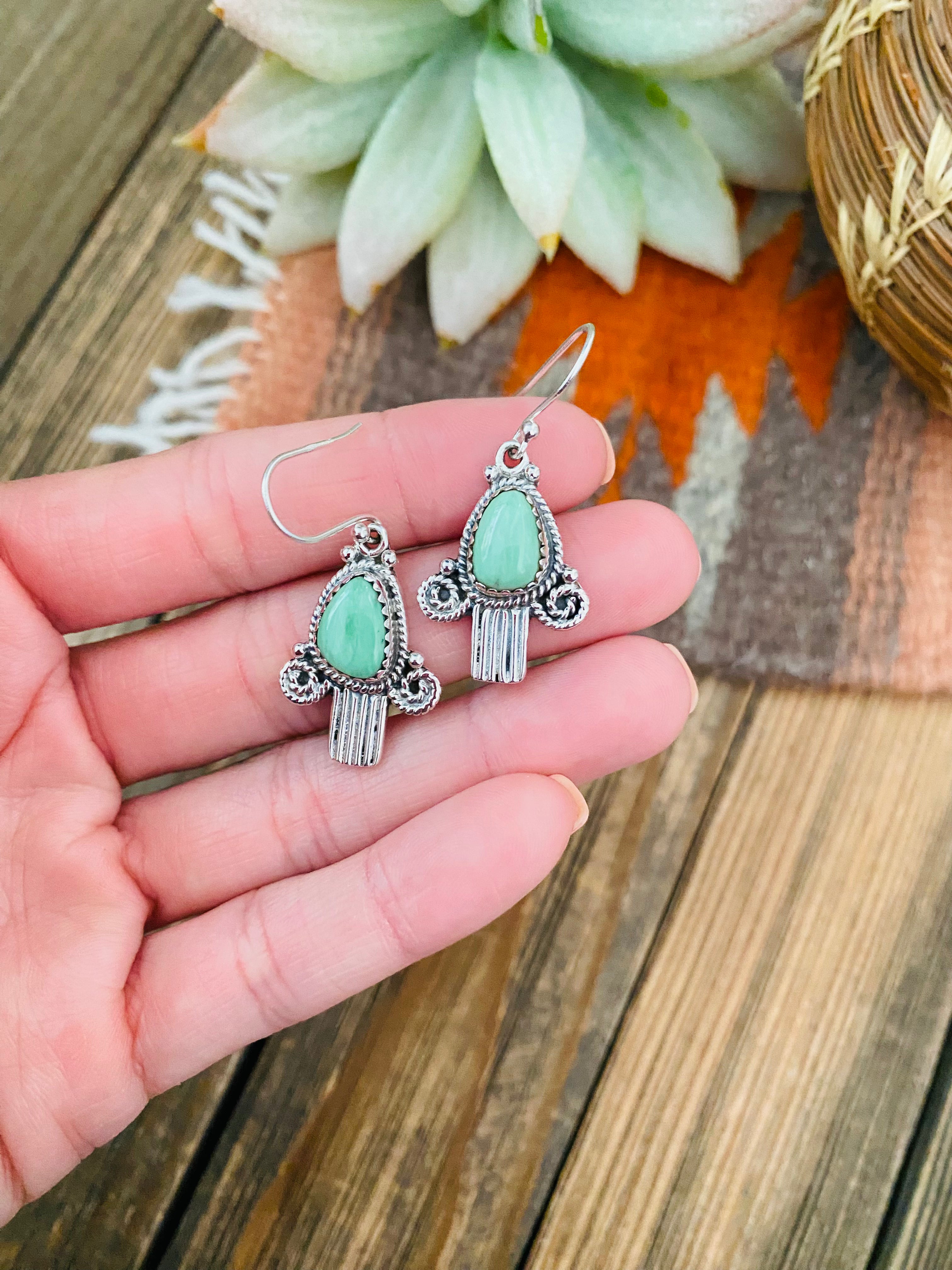Handmade Turquoise & Sterling Silver Dangle Earrings