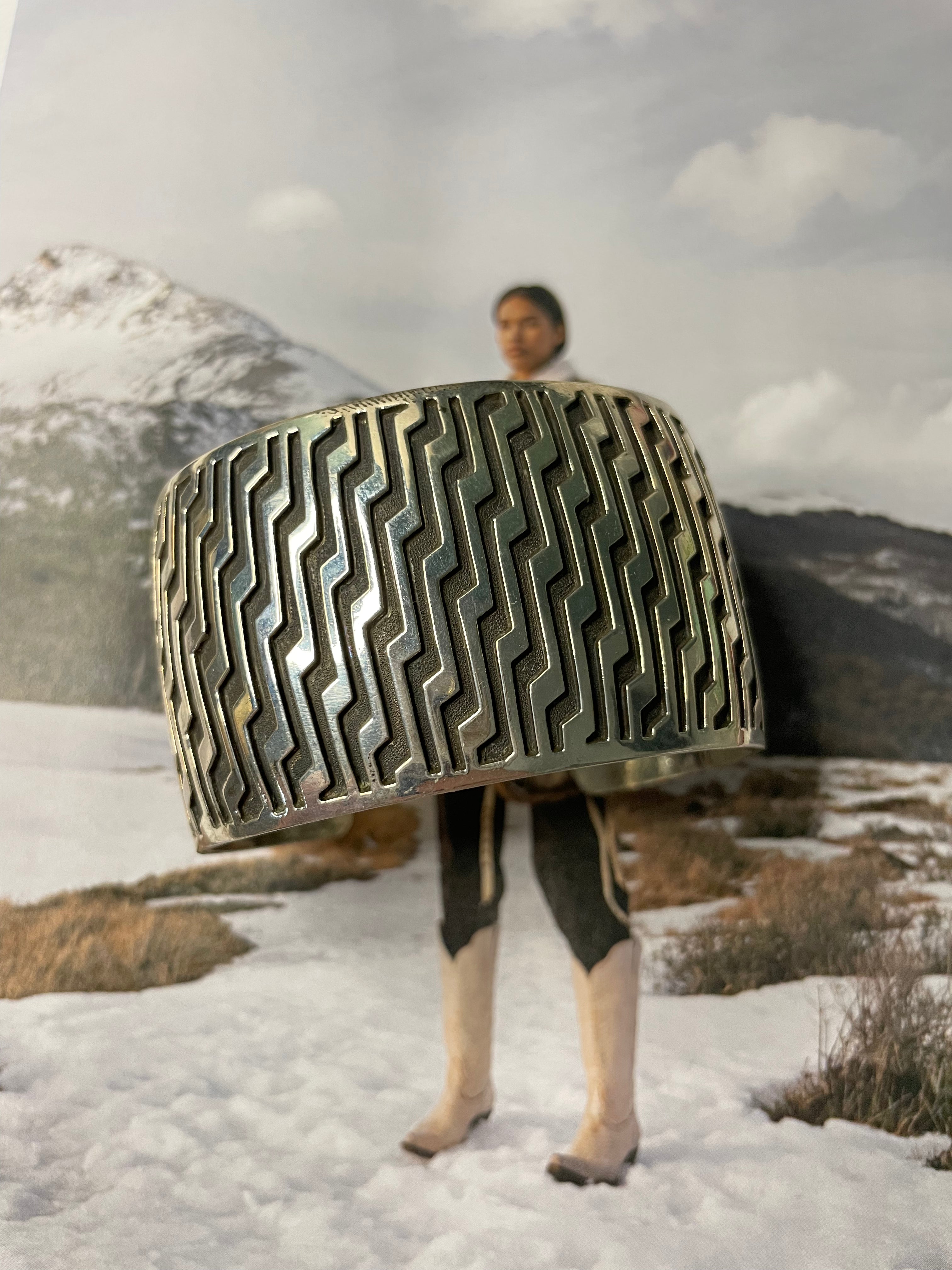 Handcrafted Sterling Silver Southwest Bracelet Cuff Signed