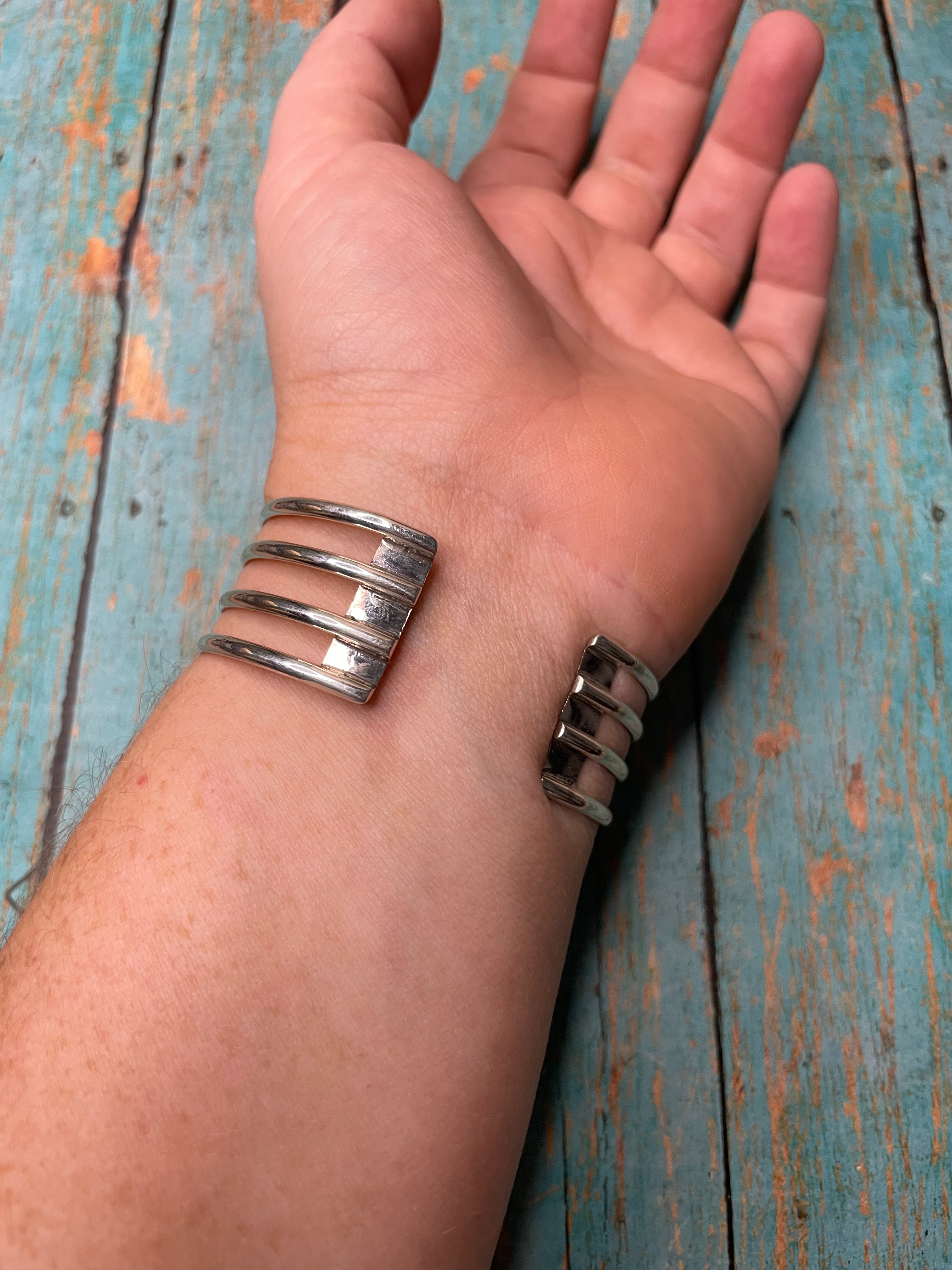 Handcrafted Purple Kingman Turquoise & Sterling Silver Cuff Bracelet Signed