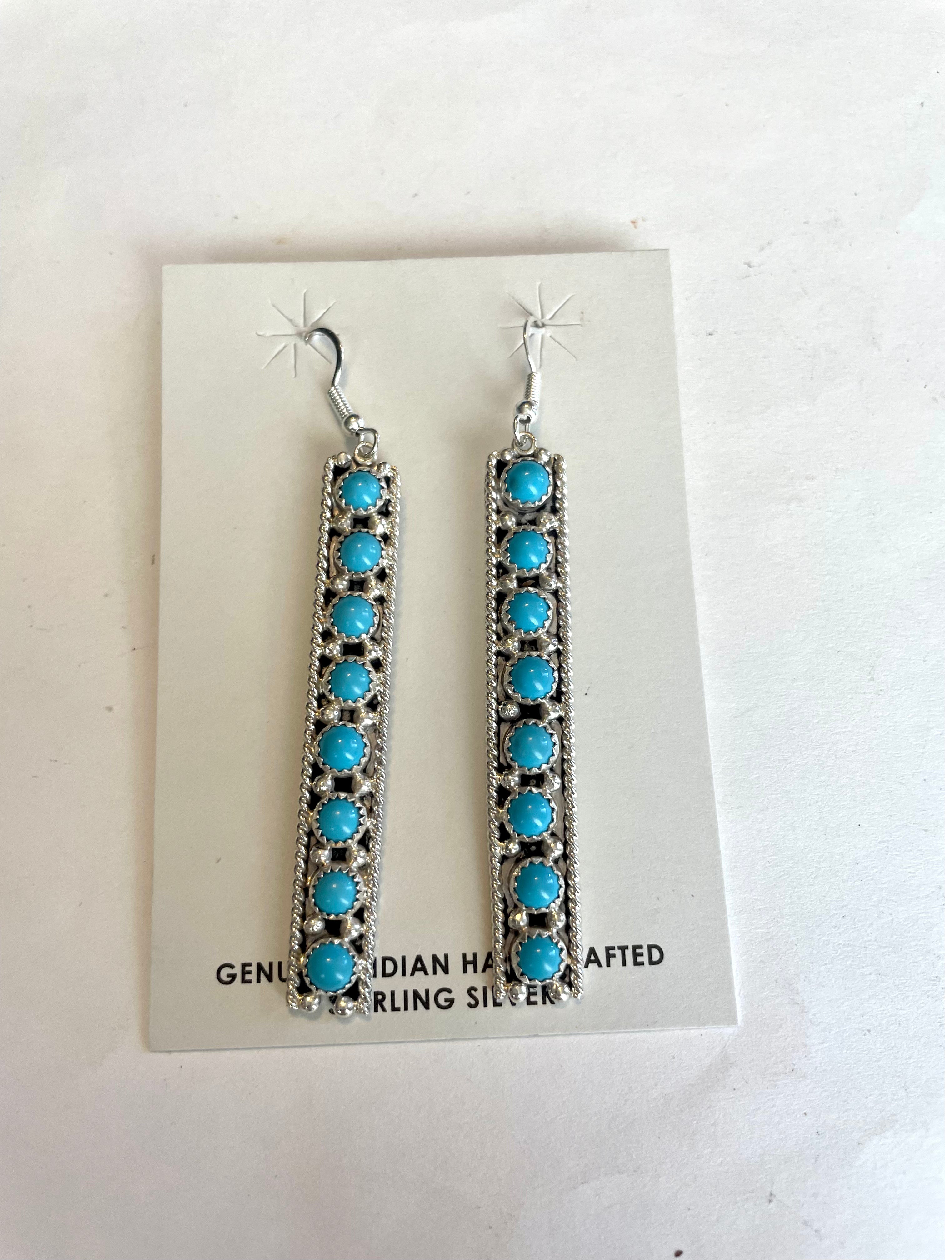 Handcrafted Sterling Silver & Turquoise Dangle Earrings