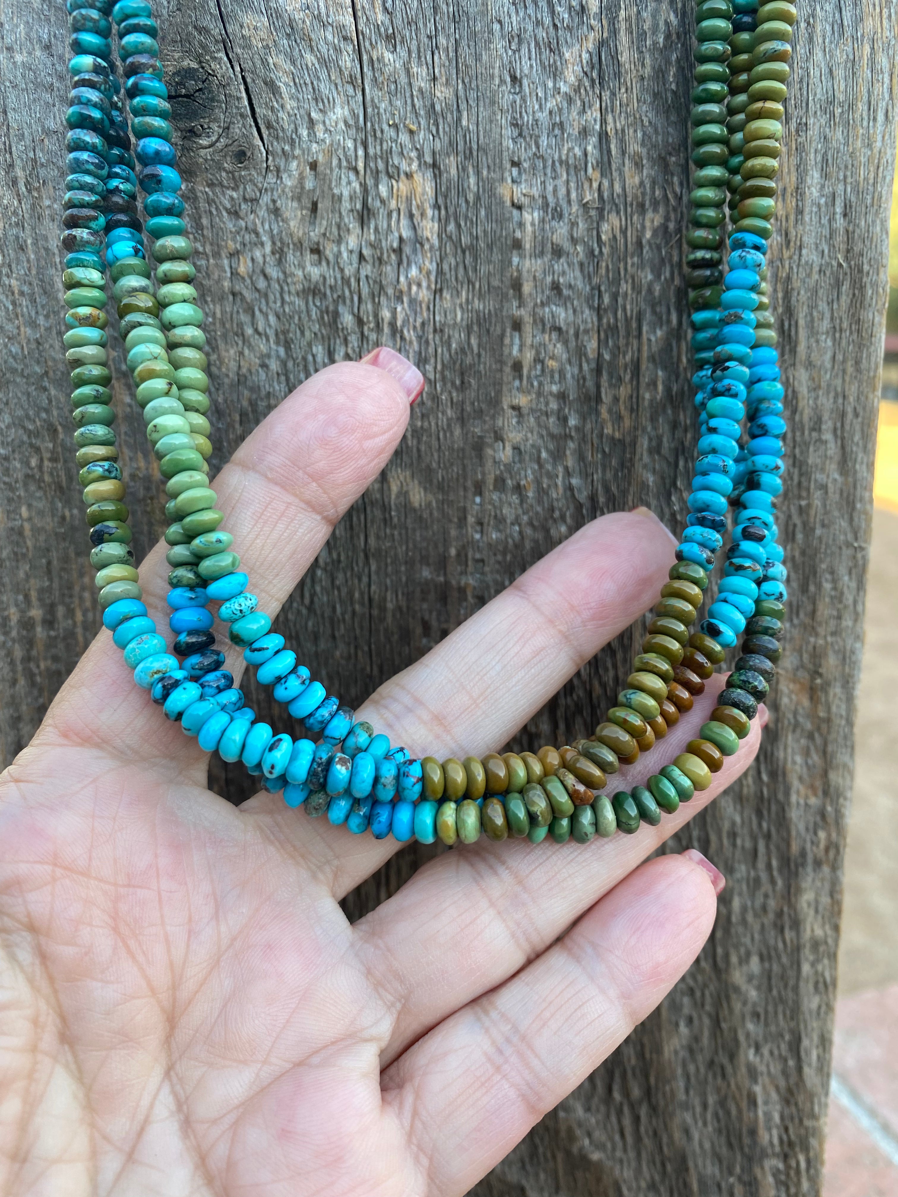 Handcrafted 3 Strand Kingman Turquoise 16-18 inches