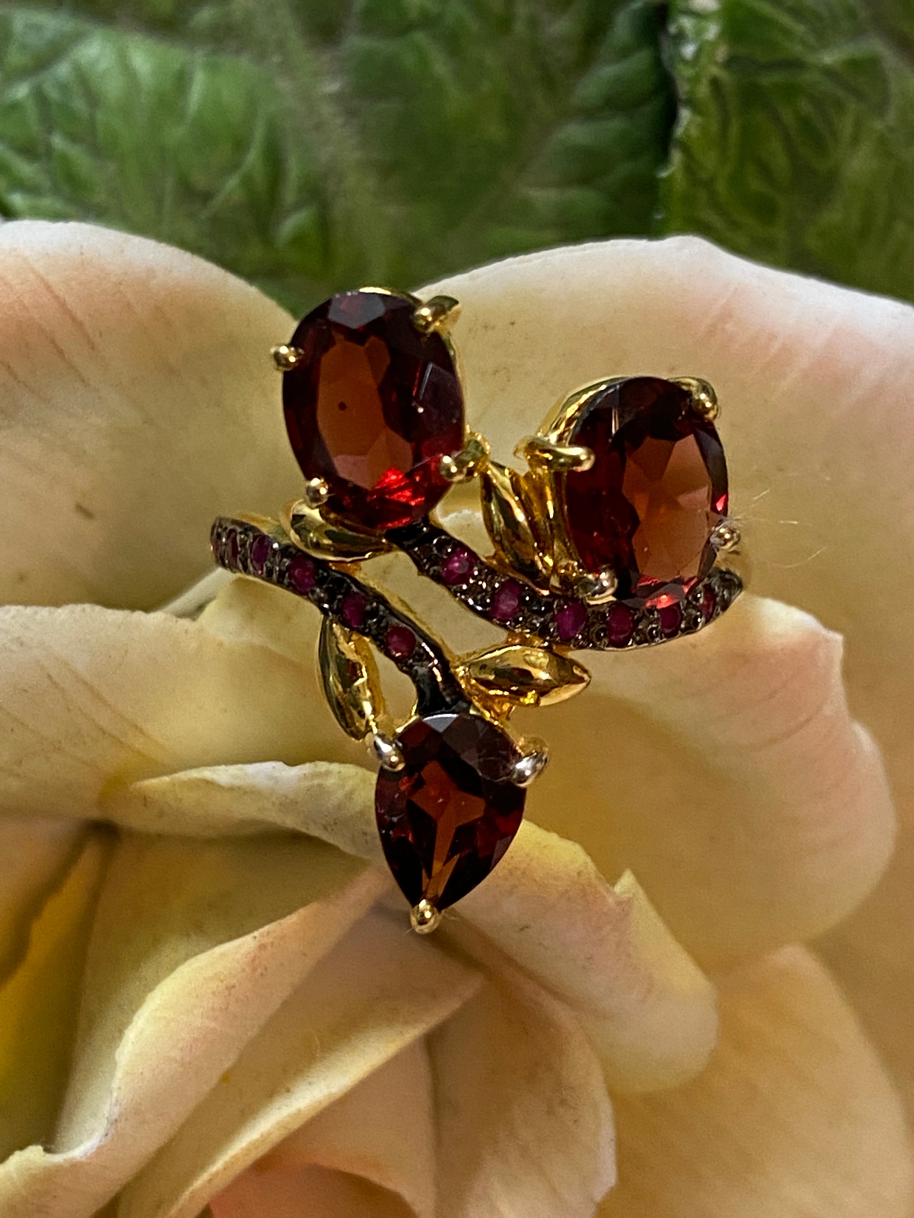Handcrafted Garnet Ruby Sterling Ring 6